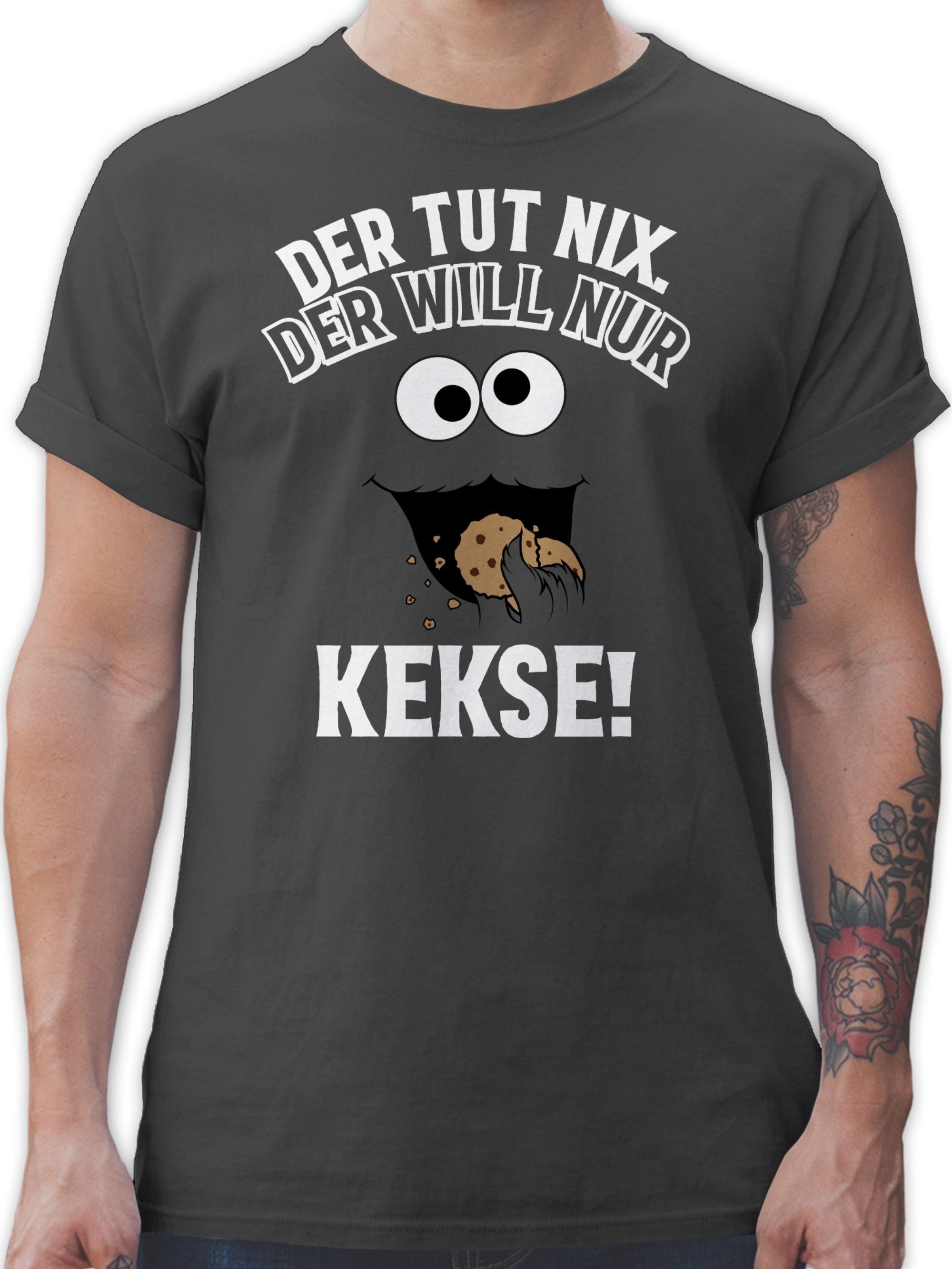 Shirtracer T-Shirt Der tut nix. Der will nur Kekse! - weiß/schwarz Karneval Outfit 2 Dunkelgrau