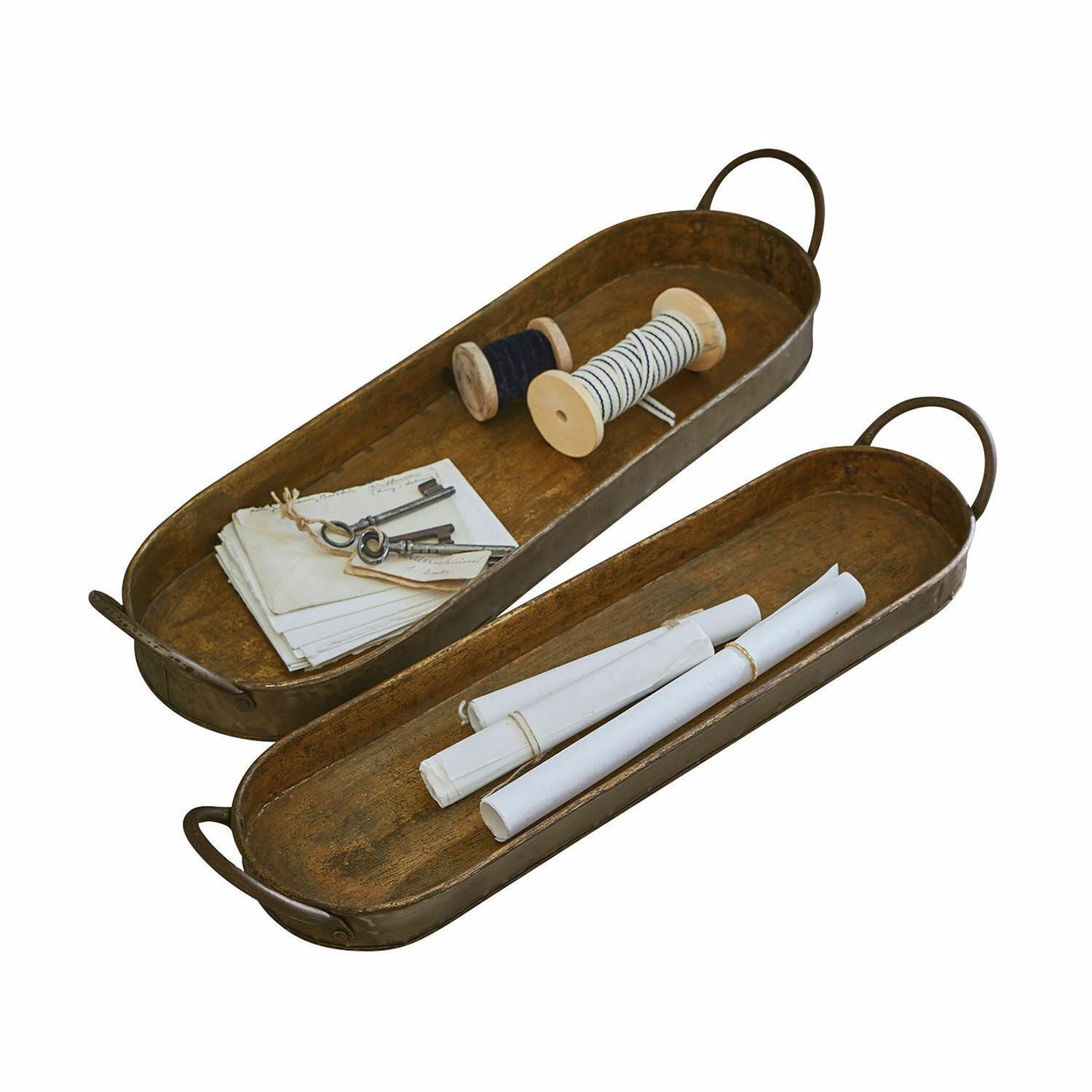 Mirabeau Tablett Tablett 2er Set Célianne braun/gold, Eisen