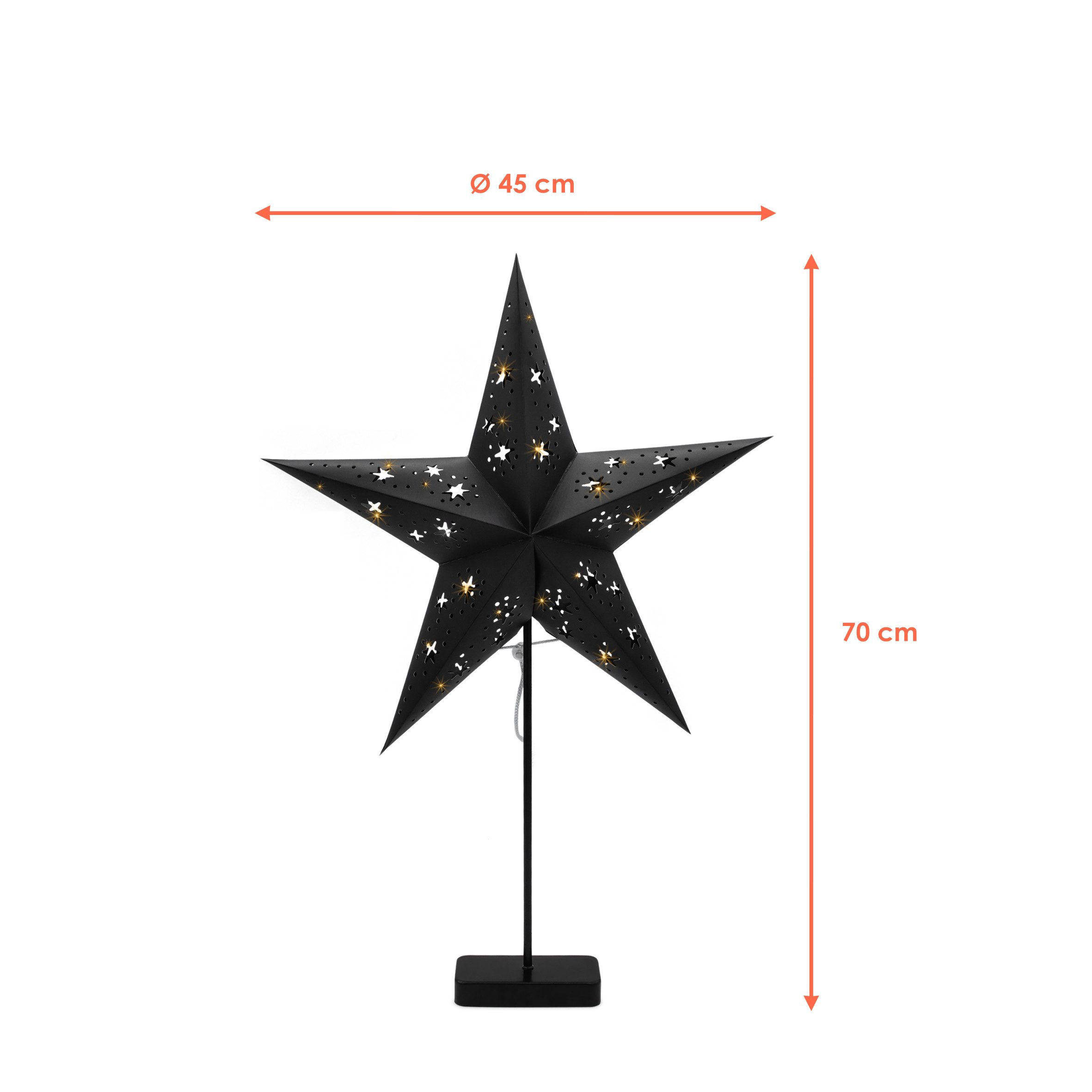 Spetebo LED Stern Deko Leuchte Weihnachtsstern aus Papier in schwarz, Timer günstig online kaufen