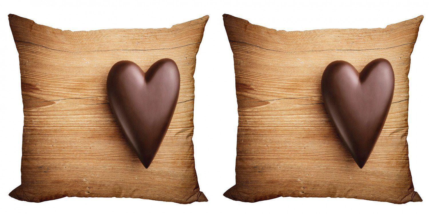 Stück), (2 Modern Digitaldruck, Abakuhaus auf Accent Schokoladen-Herz Kissenbezüge Schokolade Doppelseitiger Woods