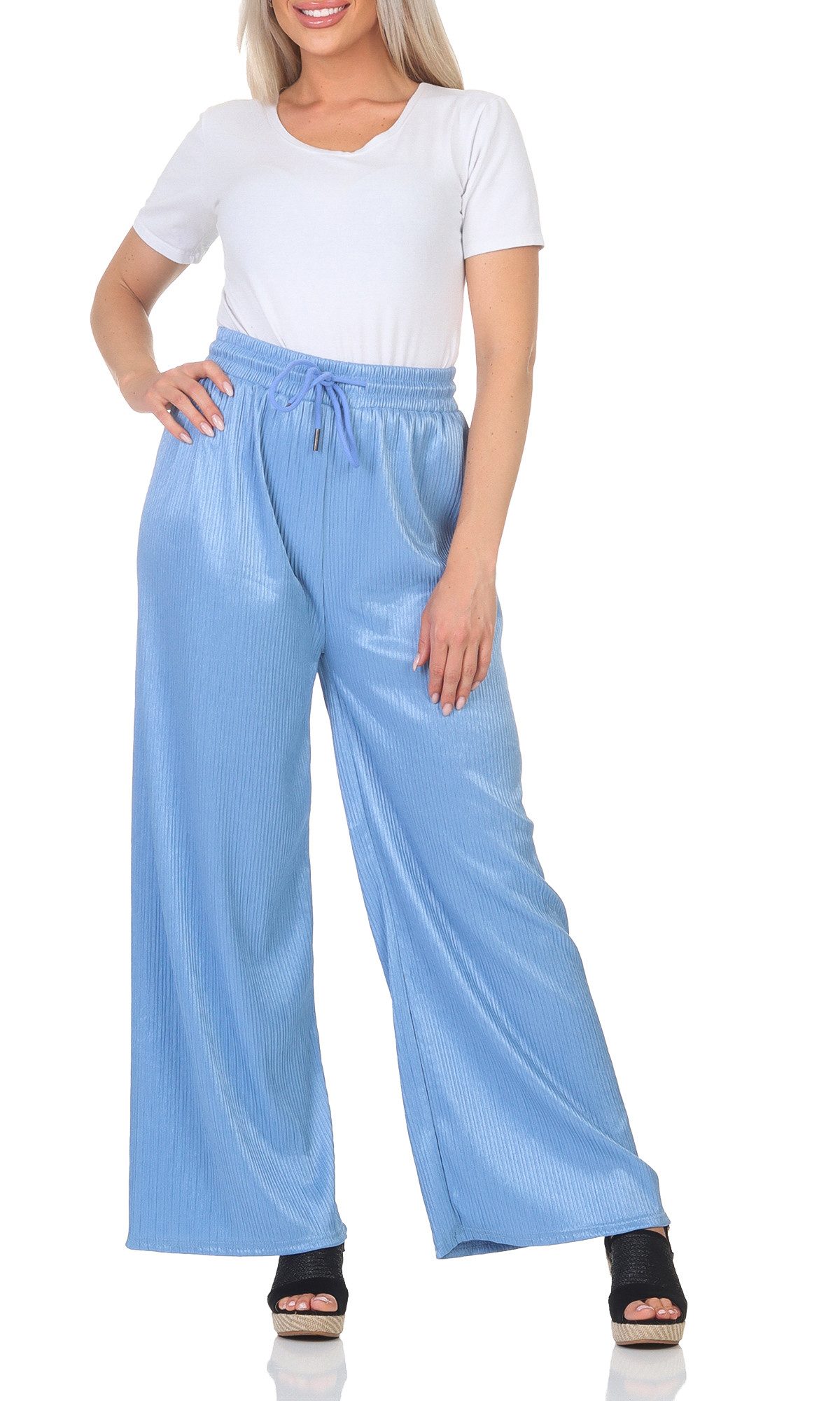 simaranda Marlene-Hose Damen Schlaghose 5020 L-Xl Hellblau mit elastischem günstig online kaufen