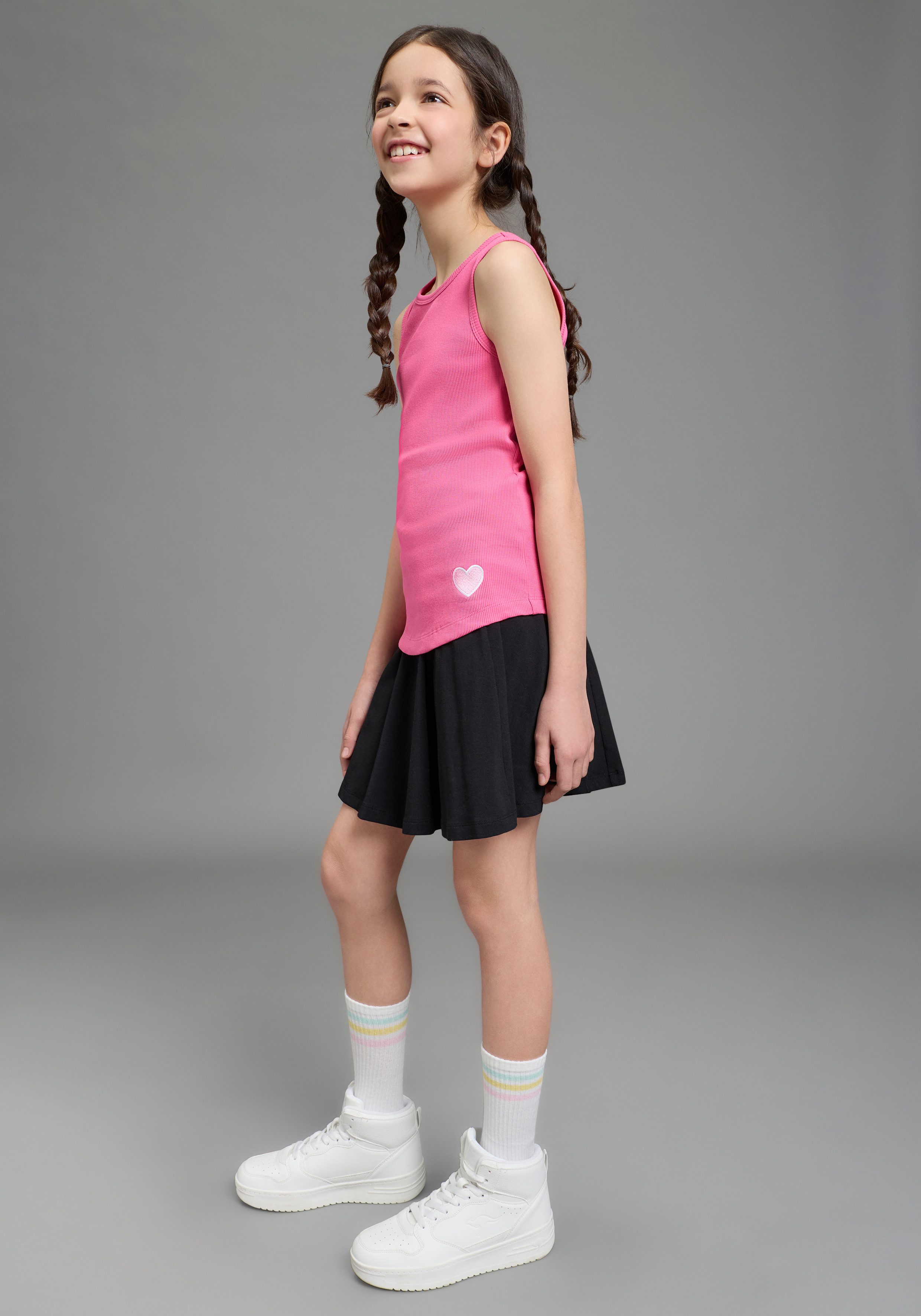 H.I.S Ripptanktop 3er Pack H.I.S Ripp-Tops mit Stickerei für Mädchen (Packung, 3-tlg., 3) für Mädchen, ärmelloses Design, aus Baumwolle, elastische Rippware – Bild 5 von 5