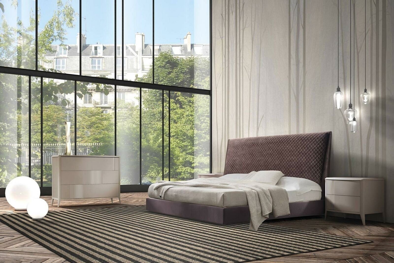 JVmoebel Bett, Doppelbett Schlafzimmer Polster 180x200cm Italienische