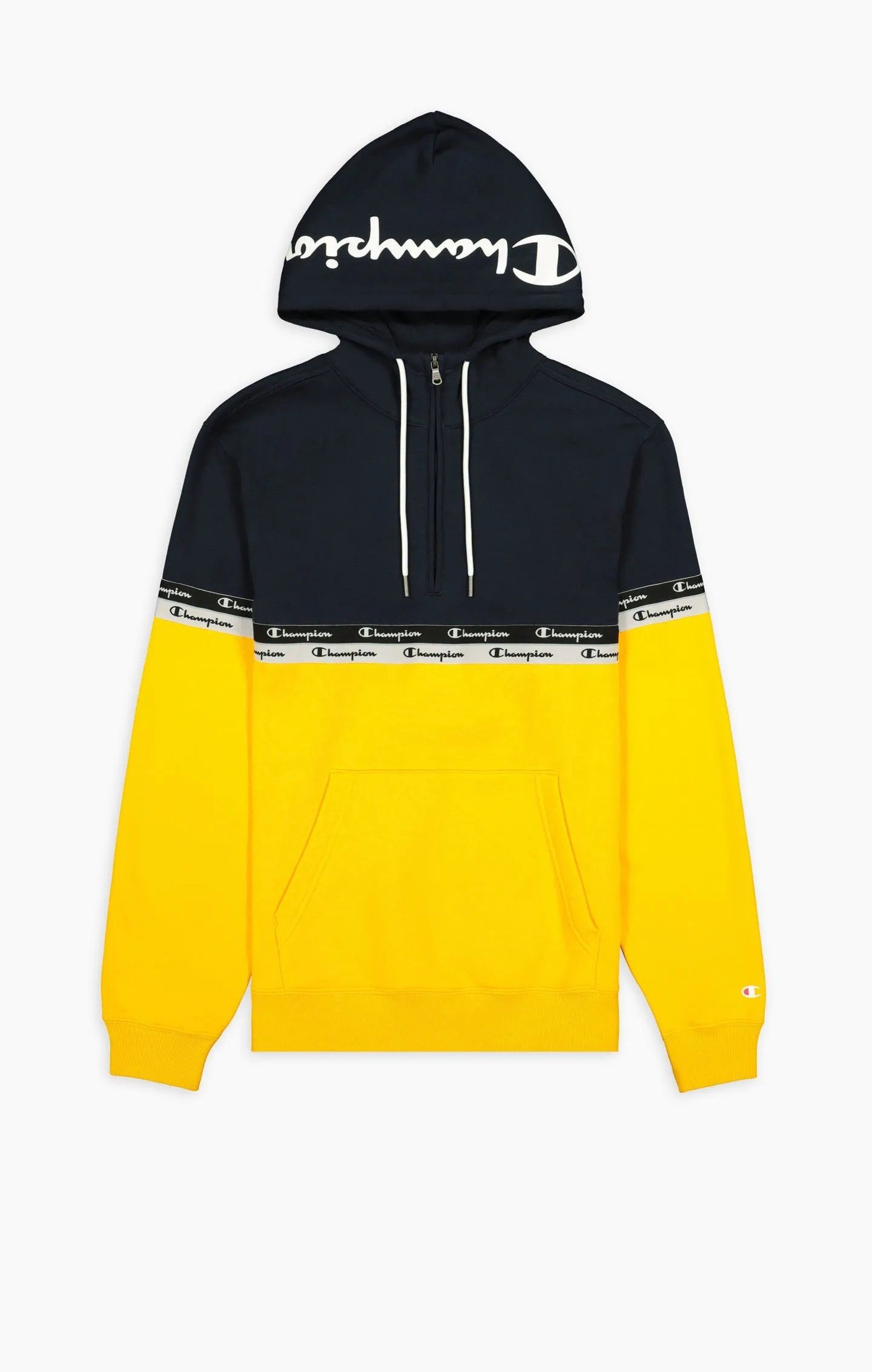 Champion Kapuzenpullover im Farbblockdesign mit doppelter Logopaspel gelb Herren