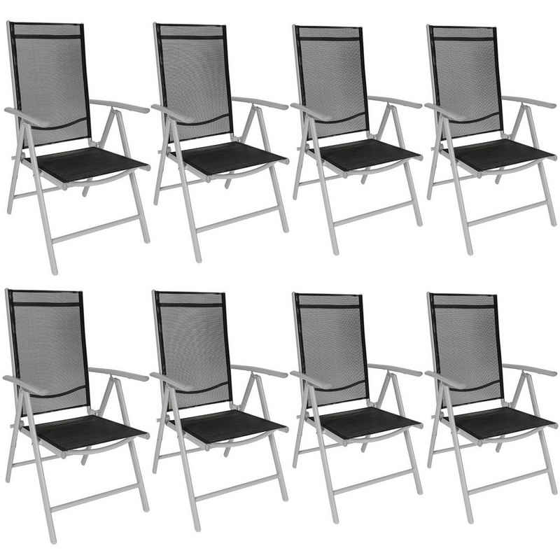 tectake Gartenstuhl 8 Aluminium Gartenstühle klappbar (8 St), verstellbare Rückenlehne, zusammenklappbar, pflegeleicht, abwaschbar