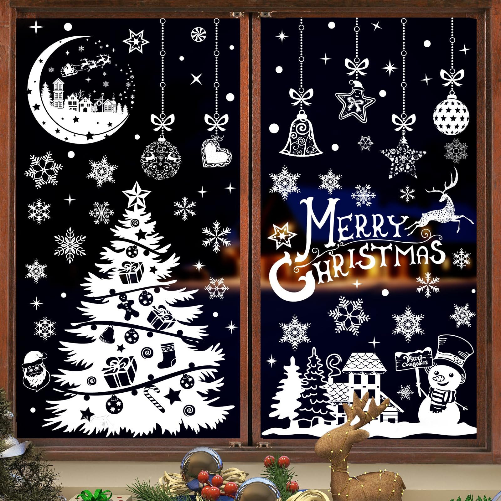 FOUORTUNATE-BEE Fensterbild Fensterbilder Weihnachten Selbstklebend Schneef günstig online kaufen