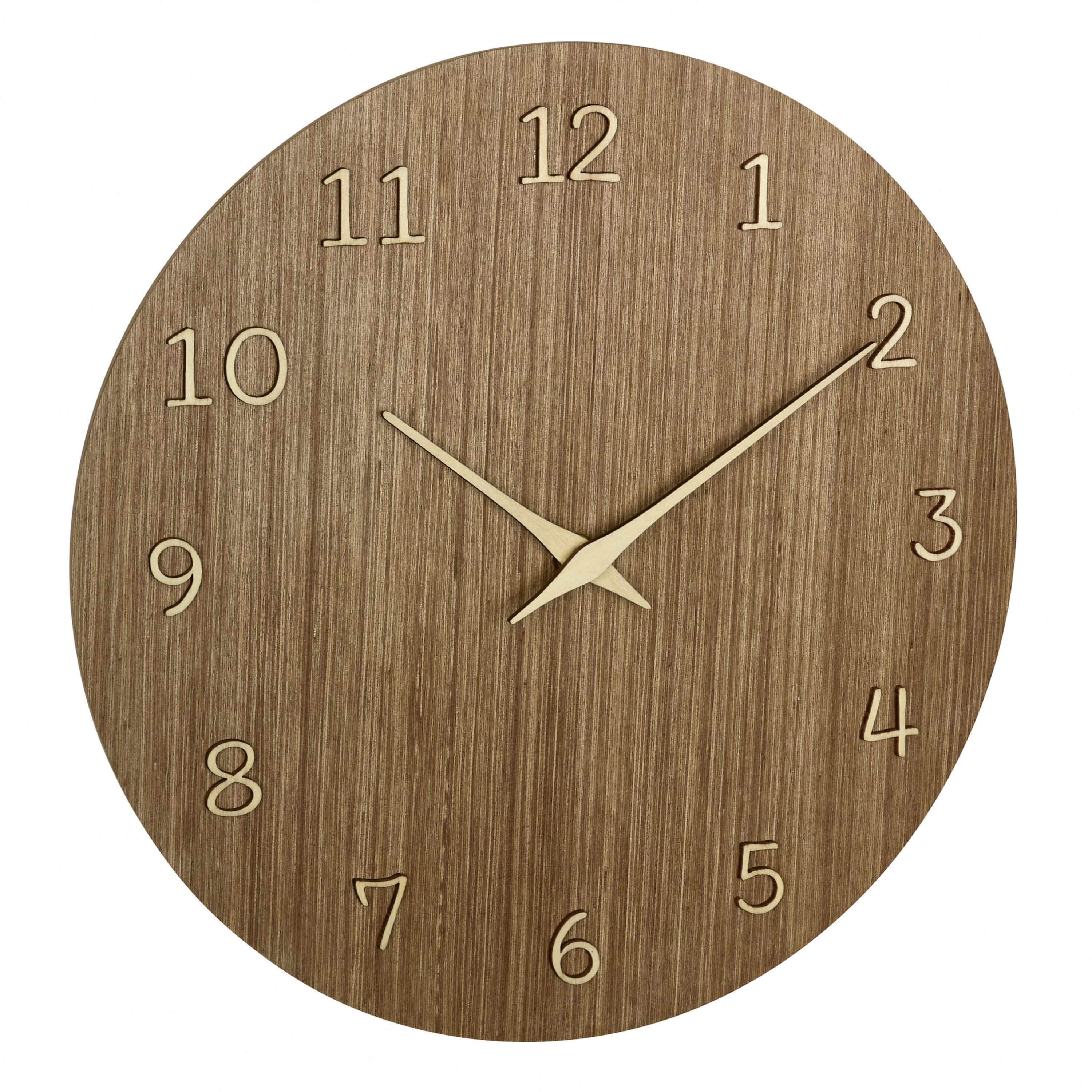 Wanduhr analog aus Holz 60.3072 Quarzuhr 298 mm Qualitätsuhrwerk 3D-Ziffern