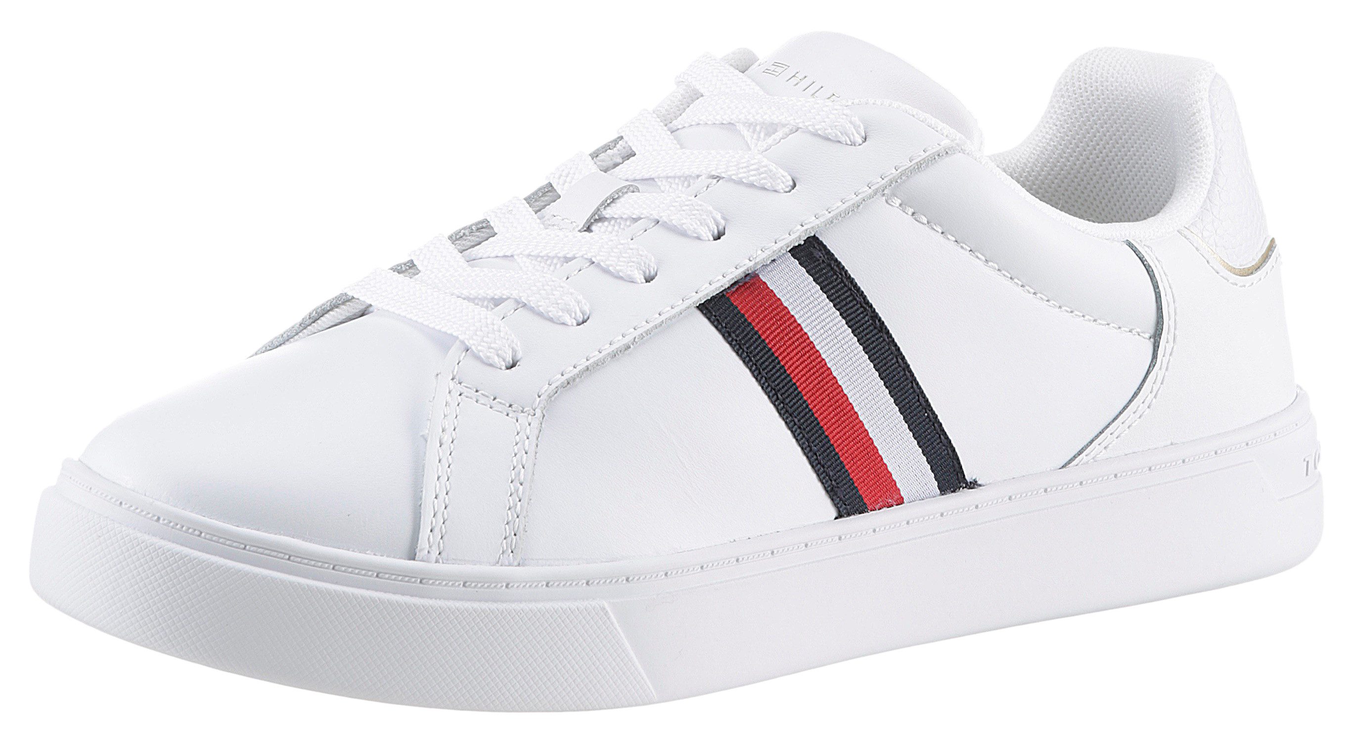 Tommy Hilfiger ESSENTIAL COURT SNEAKER STRIPES Sneaker, Freizeitschuh, Halbschuh, Schnürschuh mit gepolstertem Schaftrand