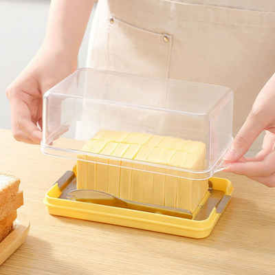 Rutaqian Butterdose Plastik Butterbehälter Mit Cutter Slicer für Gekühlte Butterbehinder, (Hilfsbutterschneidekasten, Mit Transparenter Deckel, 1-tlg)