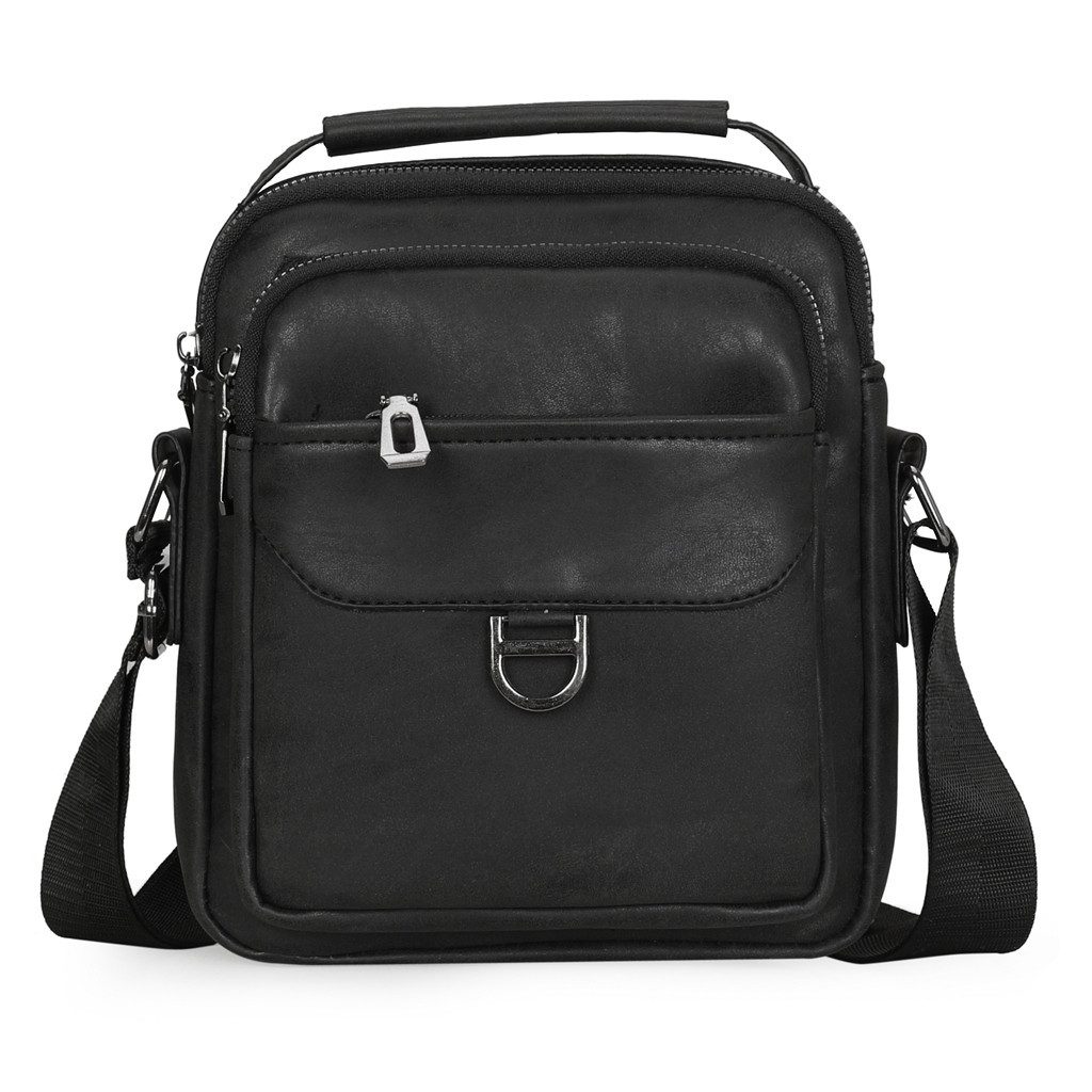 MIRROSI Umhängetasche Herren Schultertasche Kunstleder Vintage – Crossbody mit Tragegriff (ca. 20x18x6 cm), mit Tragegriff, Reißverschlussfächern & verstellbarem Gurt