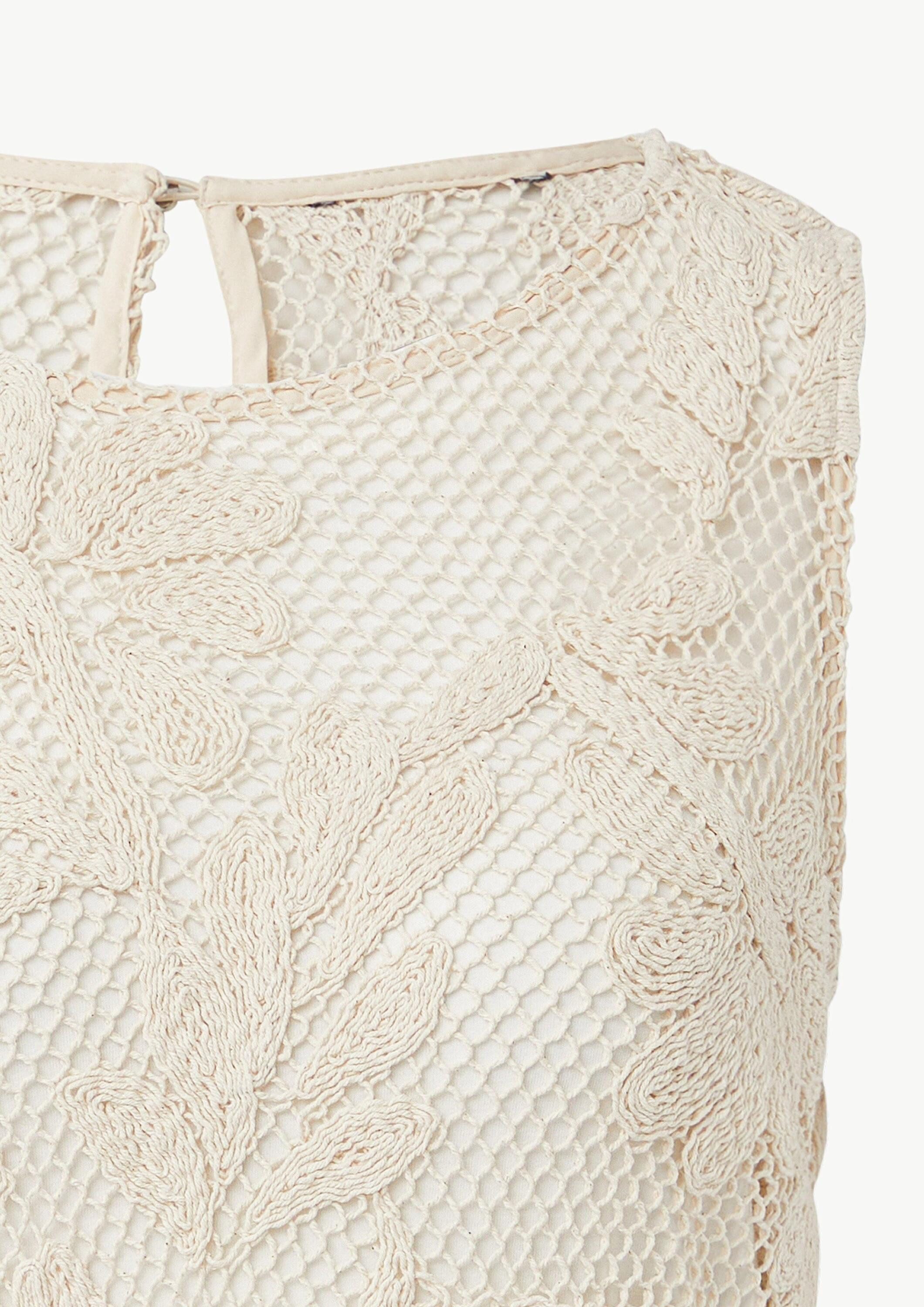 comma Blusentop Bluse Ärmelloses Häkel-Top mit floralem Muster