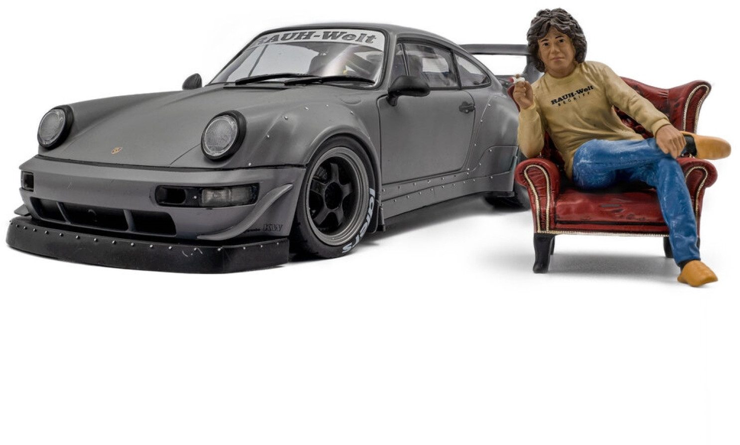 Solido Modellauto Modellauto 1:18 Porsche RWB Bodykit Nardo grau + Figur 2024 S1807517