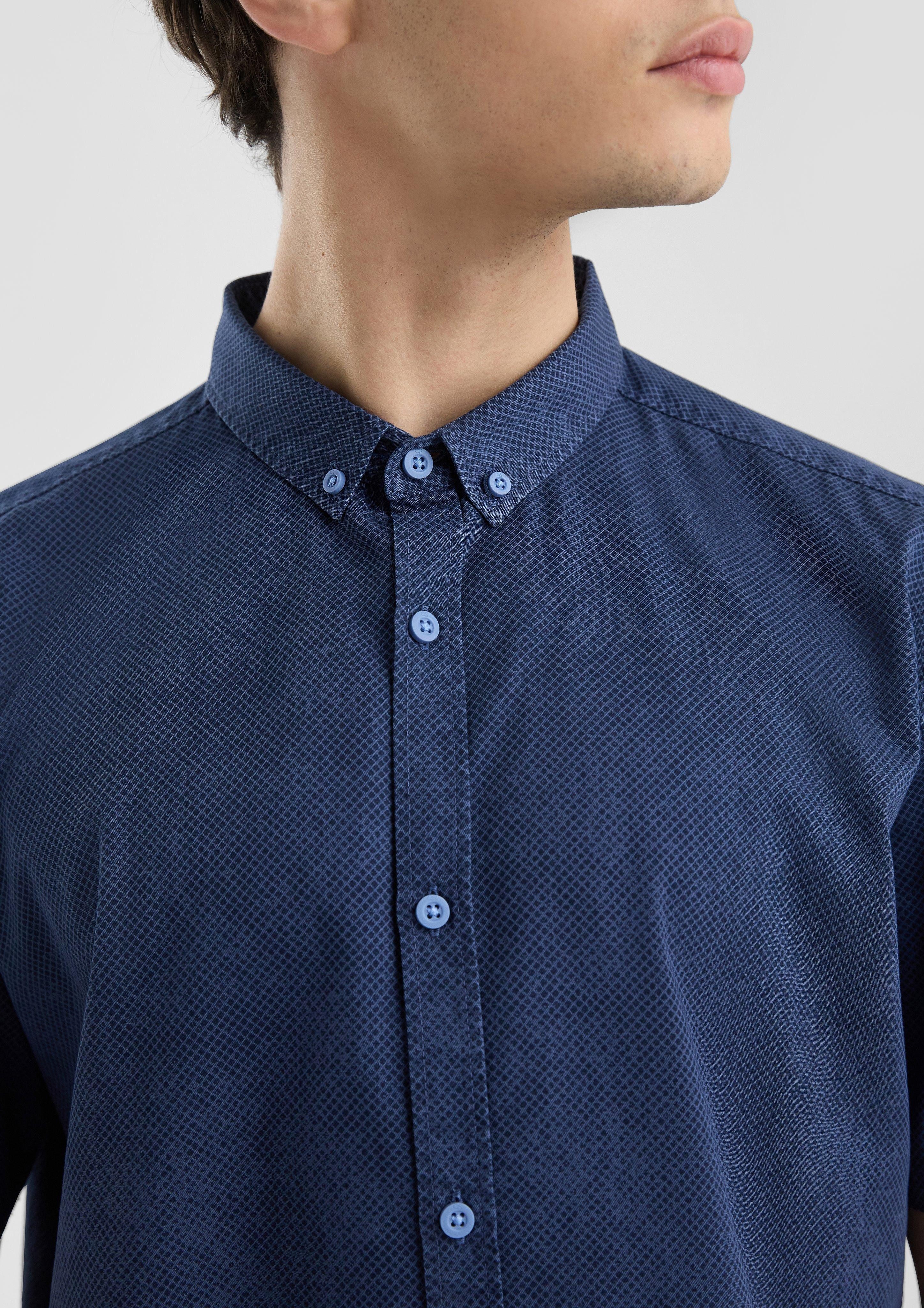 Langarmhemd Regular Fit: Gewaschenes Hemd mit All-over-Print