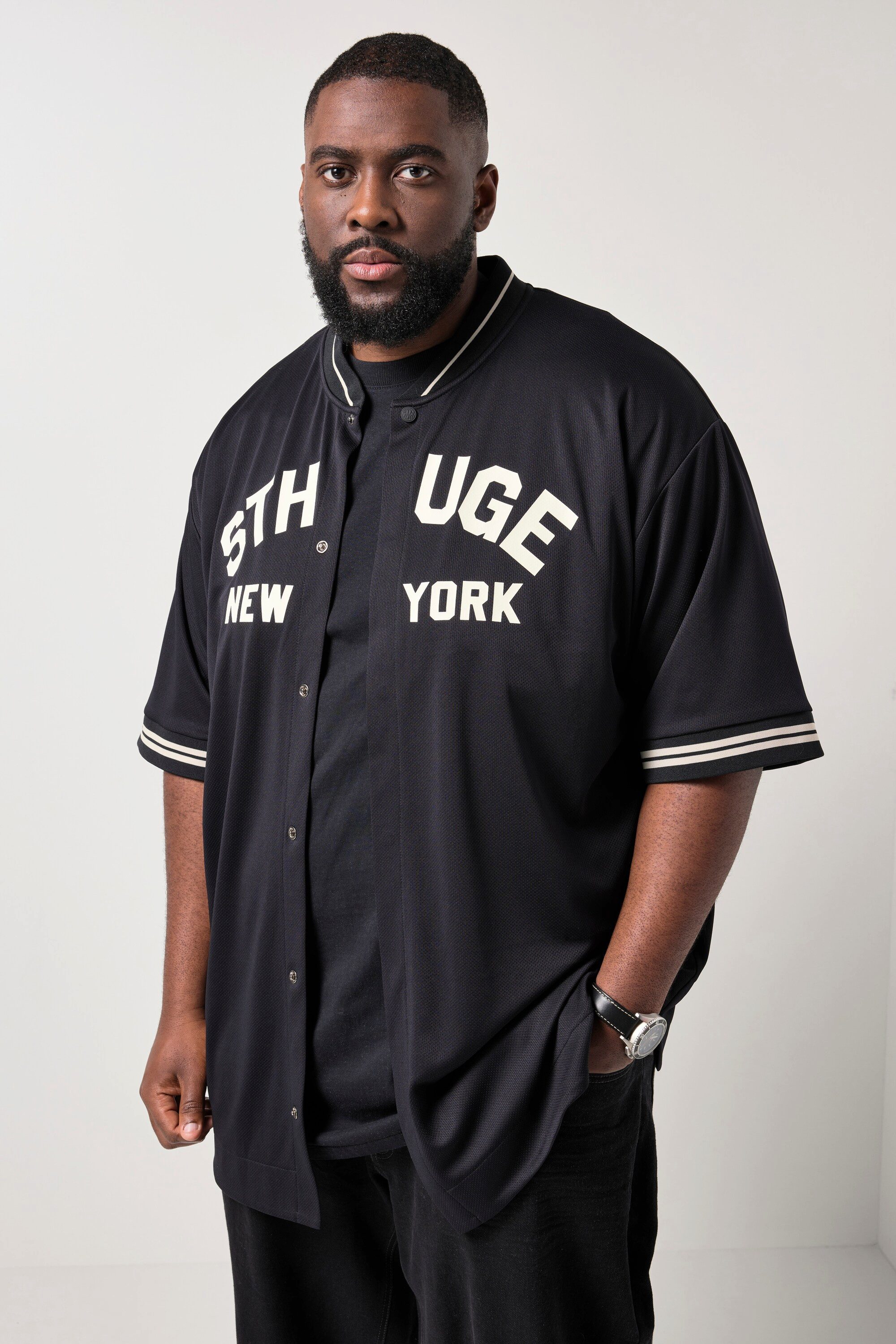 STHUGE T-Shirt T-Shirt Halbarm oversized Brust-Print