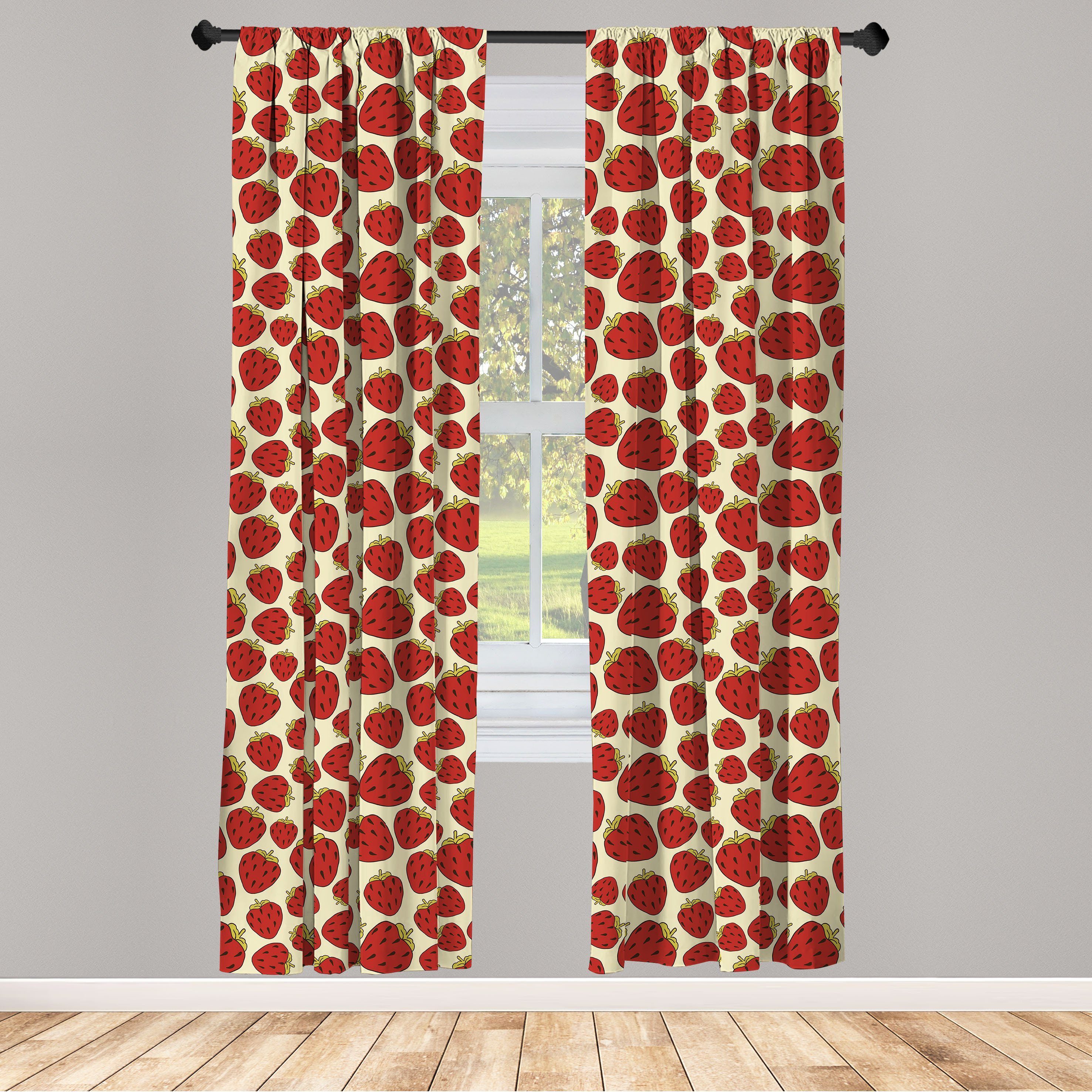 Gardine Vorhang für Wohnzimmer Schlafzimmer Dekor, Abakuhaus, Microfaser, Erdbeere Köstliche Sommer-Früchte