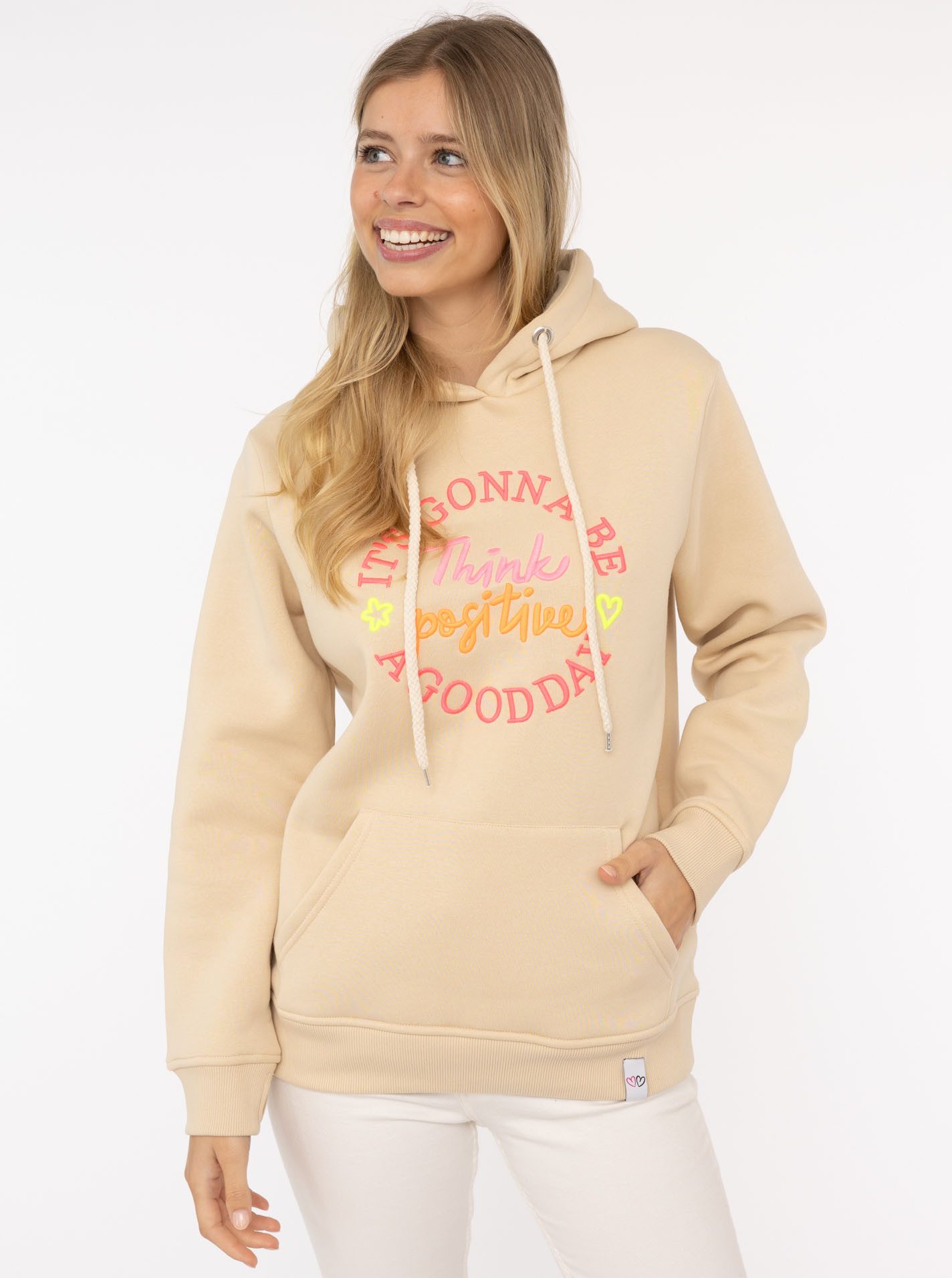 Zwillingsherz Sweatshirt Kapuze, Langarm, Kordelzug, Stickerei günstig online kaufen