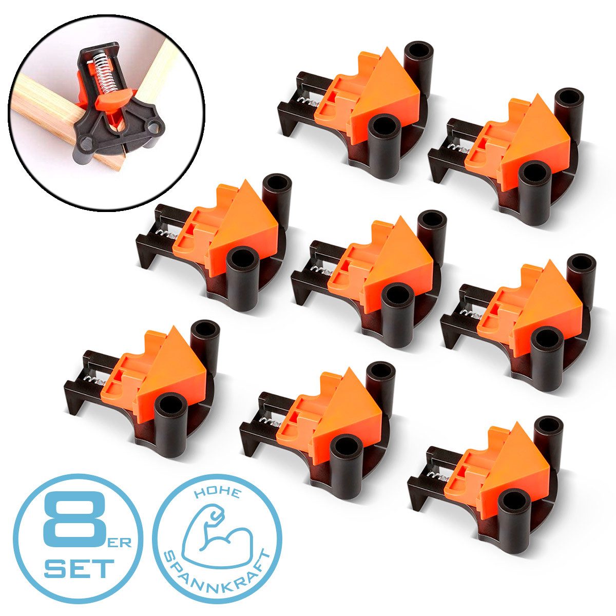 STAHLWERK Flachwinkel Eckenspanner 8er Set 60°, 90°, 120° Winkelspanner, (8-St)