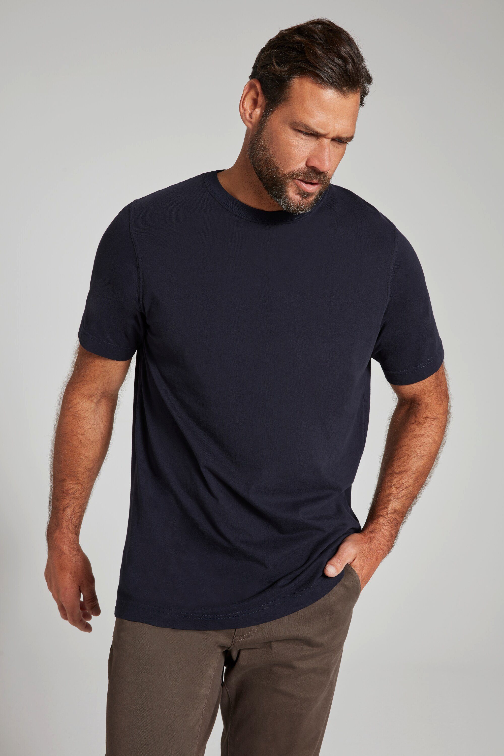 JP1880 T-Shirt T-Shirt Basic Rundhals gekämmte Baumwolle bis 8XL dunkel marine
