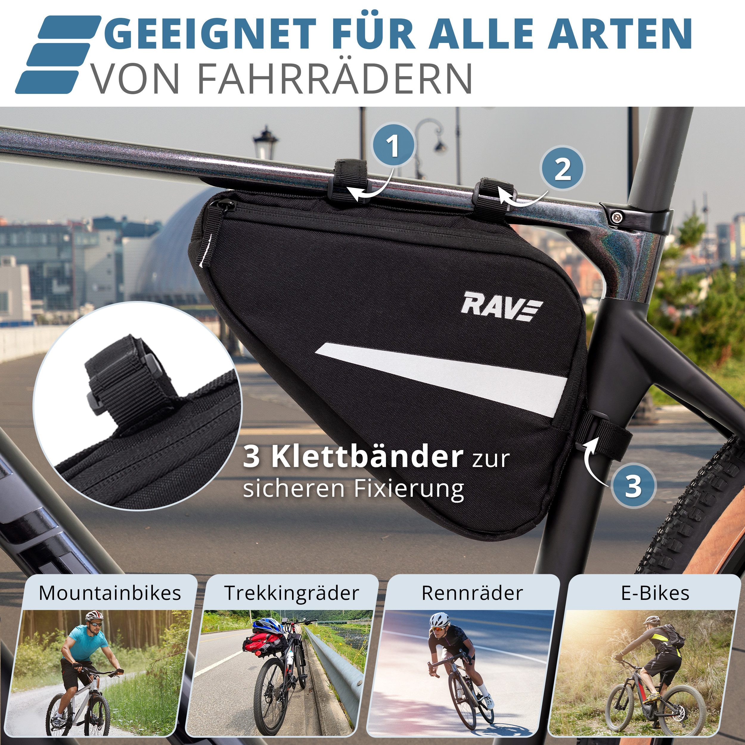 Rave Bike&Outdoor Rahmentasche Fahrrad Triangle Fahrradtasche Oberrohrtasche