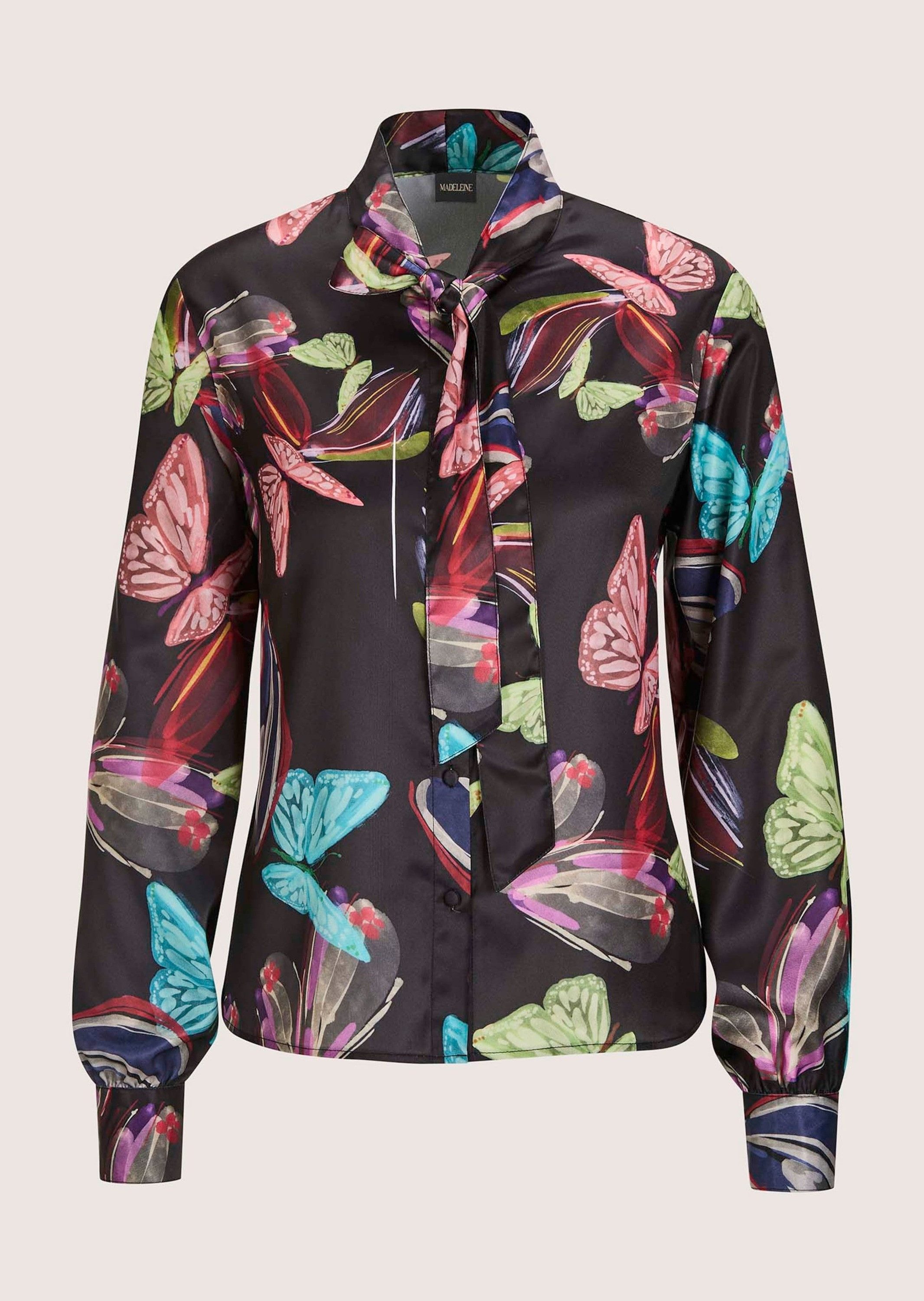 Langarmbluse Farbenfrohe Dschungel-Print Bluse