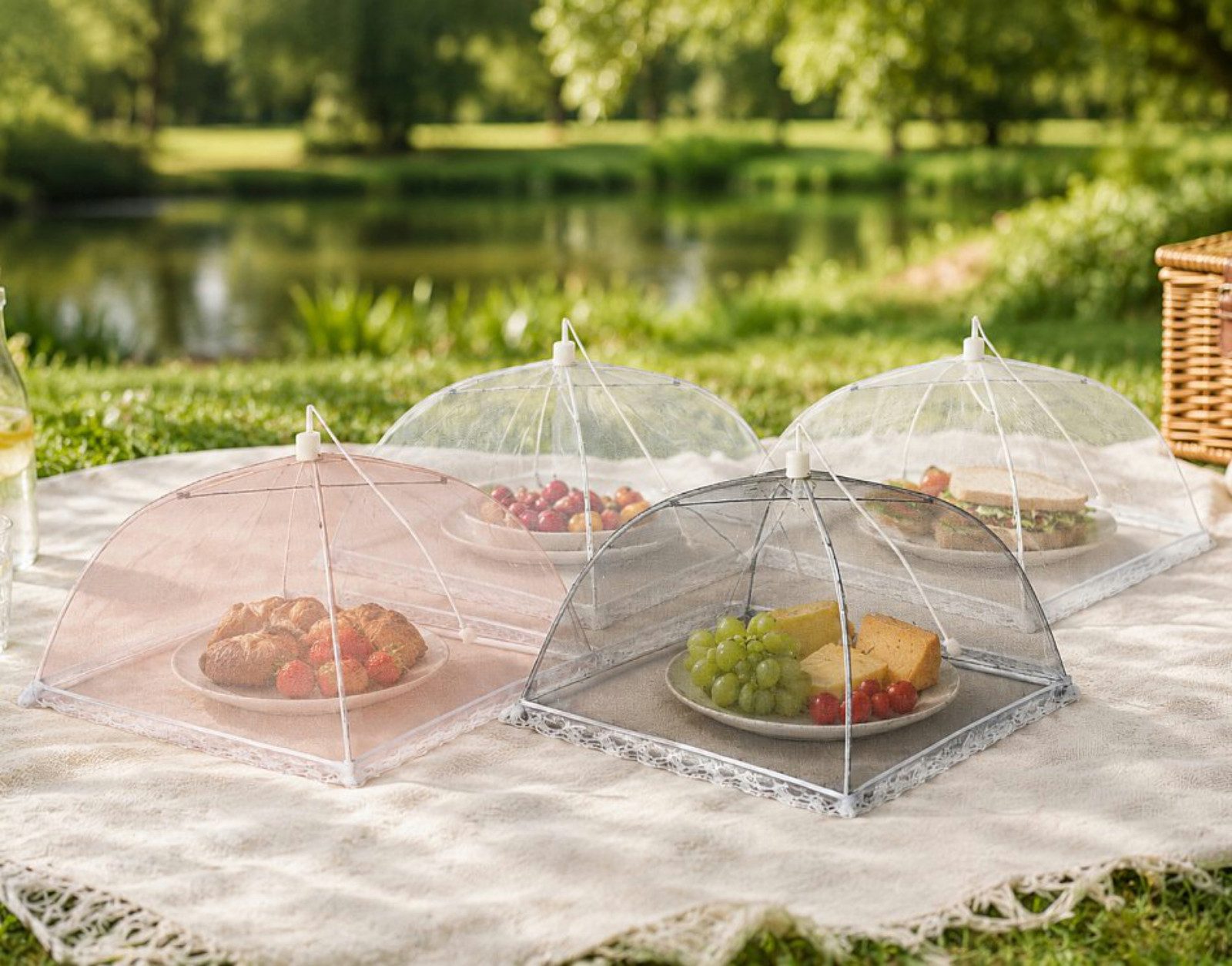 Koopman Schutzhaube Insektenschutz 30x30 cm Pastellfarben 4 er Set,(Set, 4-tlg., Packung) 4 Stk, 4 Farben, Pastellfarben, Spannbar, Vielseitig