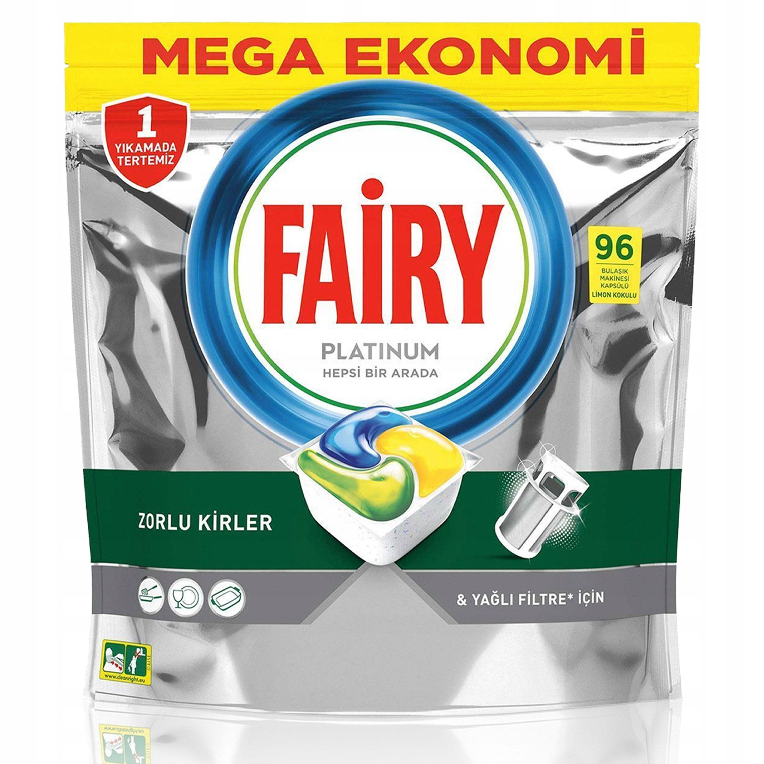 KomfortHome Fairy Platinum All in One Spülmaschinentabs 96 Stück Geschirrspüler Spülmaschinentabs (Geschirrspültabs XXL 96 Stück Fettlöser Glanz Kalkschutz All in One, [96-St)