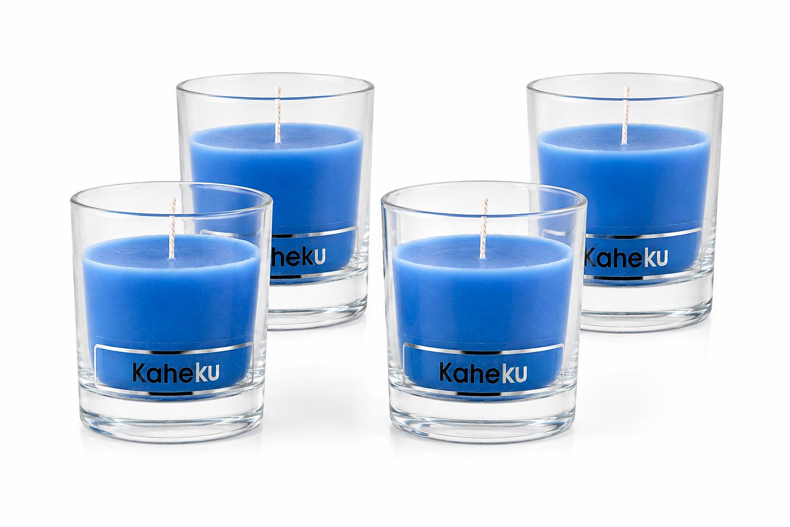 Kaheku Stumpenkerze Kerzen im Glas 4er Set Ø 8 cm Stearin 27 h Brenndauer Kaheku