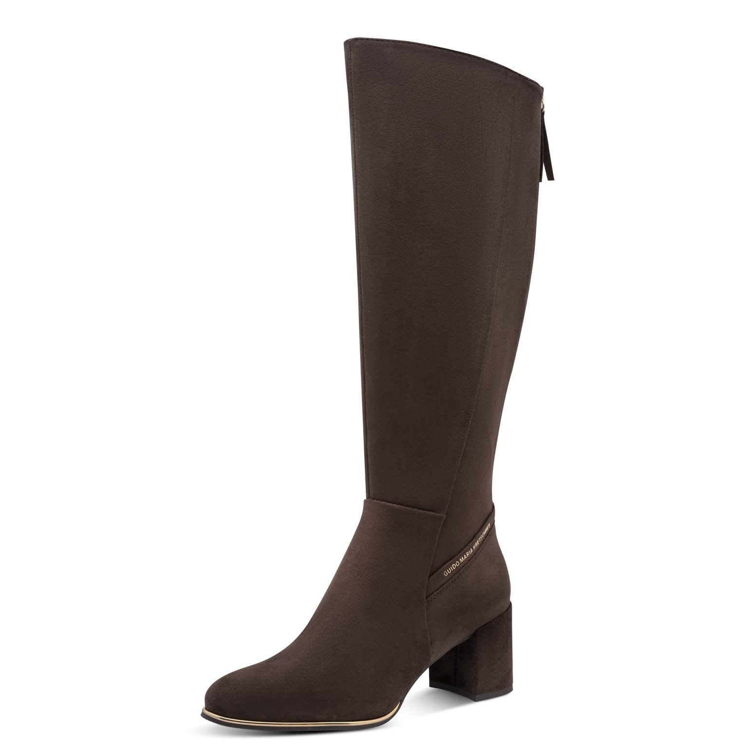 MARCO TOZZI by GMK Stiefel Blockabsatz, Langschaftstiefel mit Metallic-Besatz an der Laufsohle