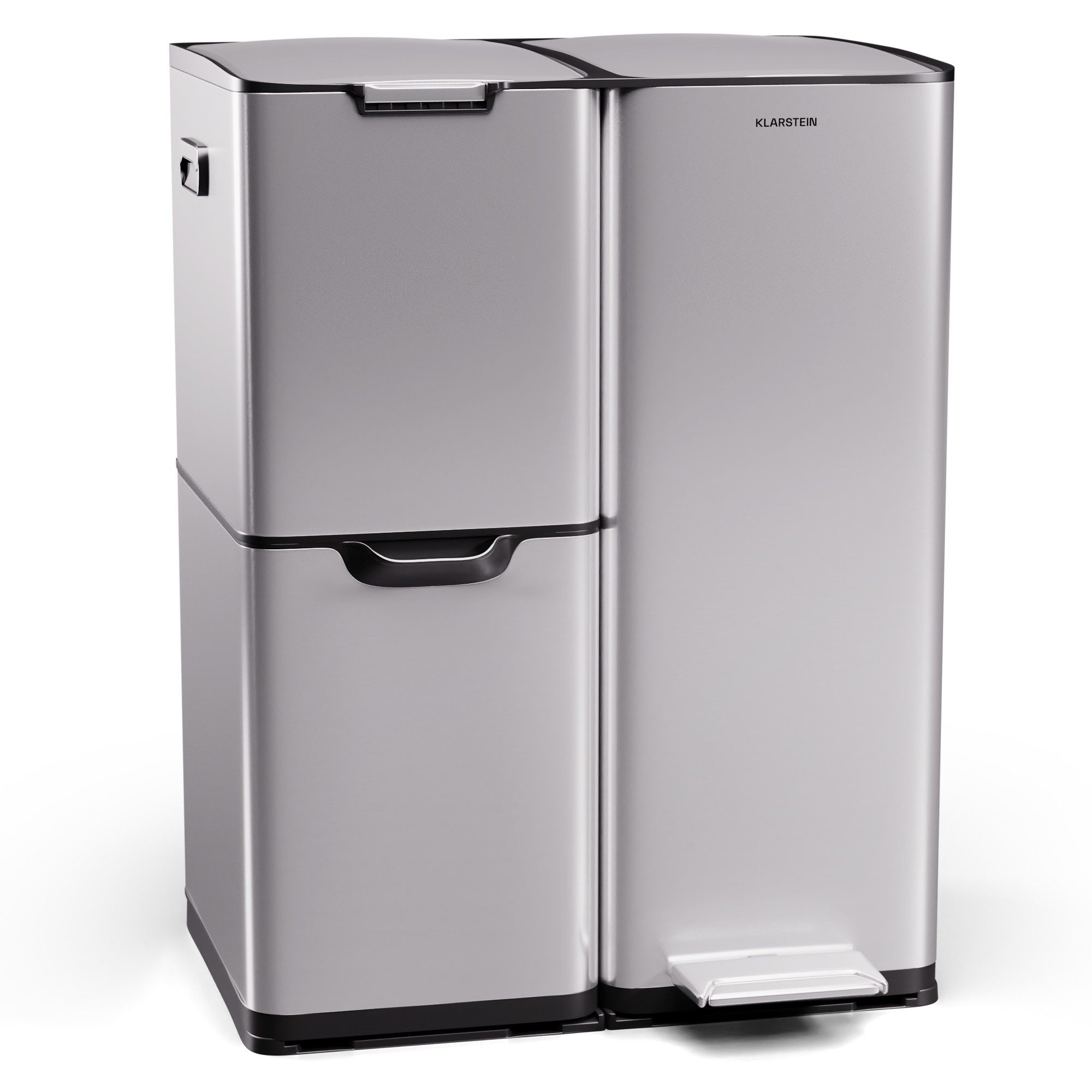 Klarstein Mülltrennsystem Tiyo, Mülleimer 3 Fach Treteimer Trash Bin 60L