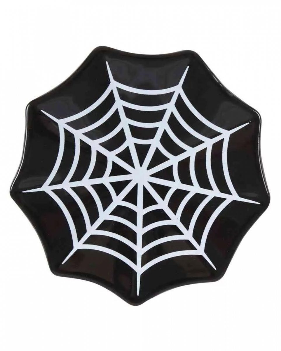 Kleiner aus Schwarzer 10 Keramik Dekofigur Teller Horror-Shop Spinnweben