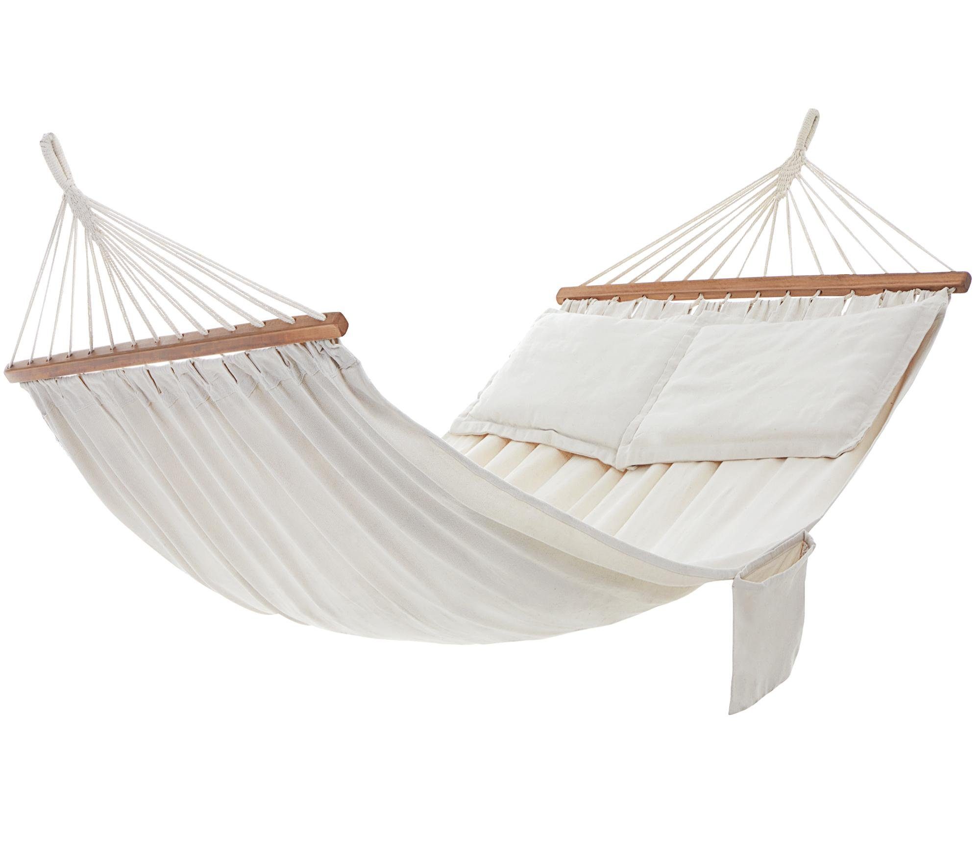 SONGMICS Hängematte Outdoor Mehrpersonen, Stabhängematte, bis zu 300 kg belastbar, 210 x 150 cm, Outdoor, mit 2 Holzstangen