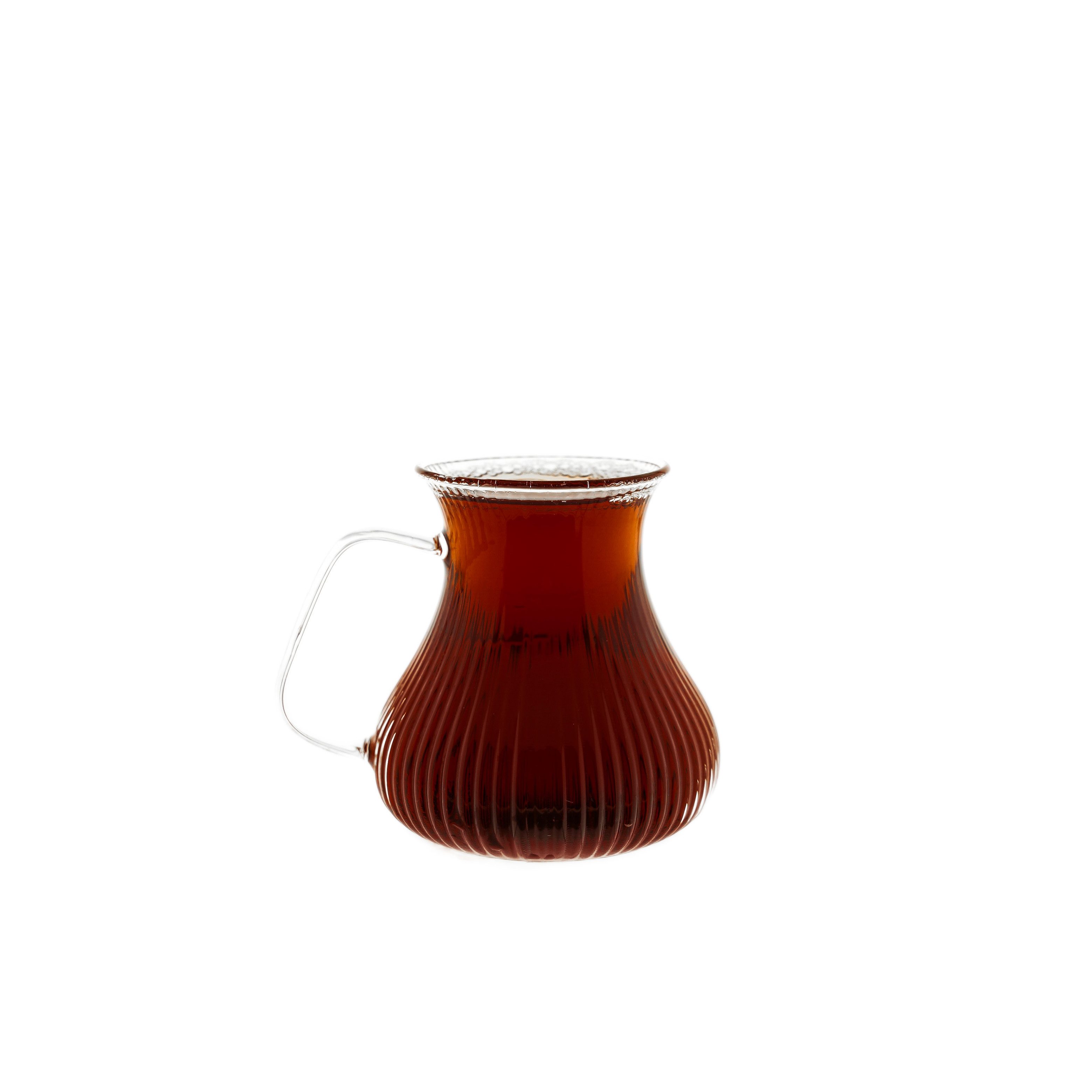 Mulex Teeglas Style Teegläser im Relief-Design - 6-teiliges Set mit Henkel, 200 ml, 6-tlg., Glas