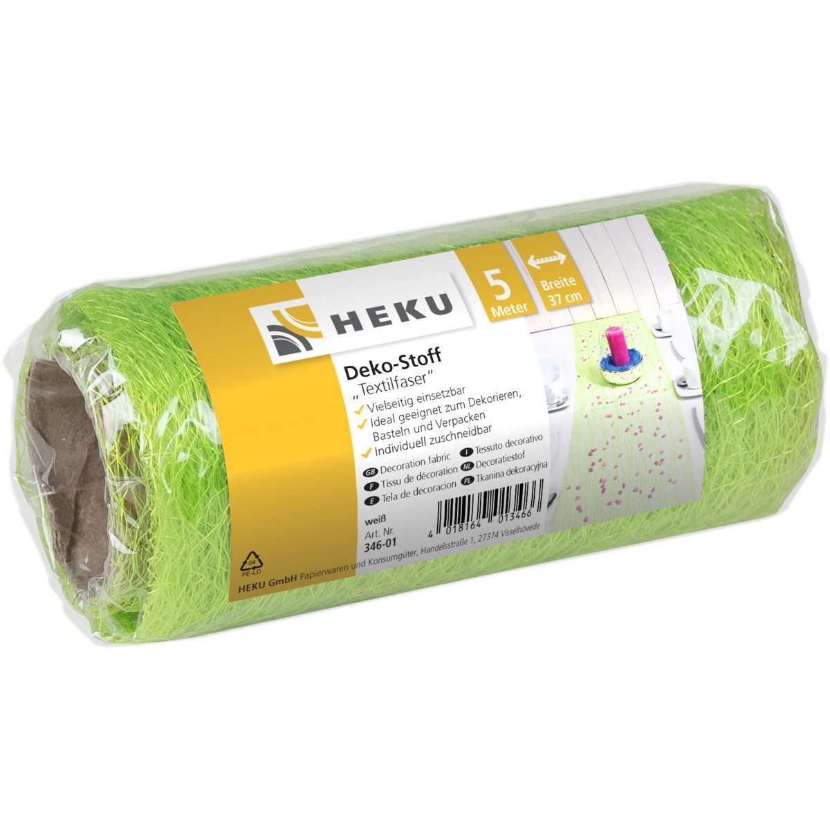 HEKU Deko Stoff Textilfaser auf Rolle maigrün 5mx37cm