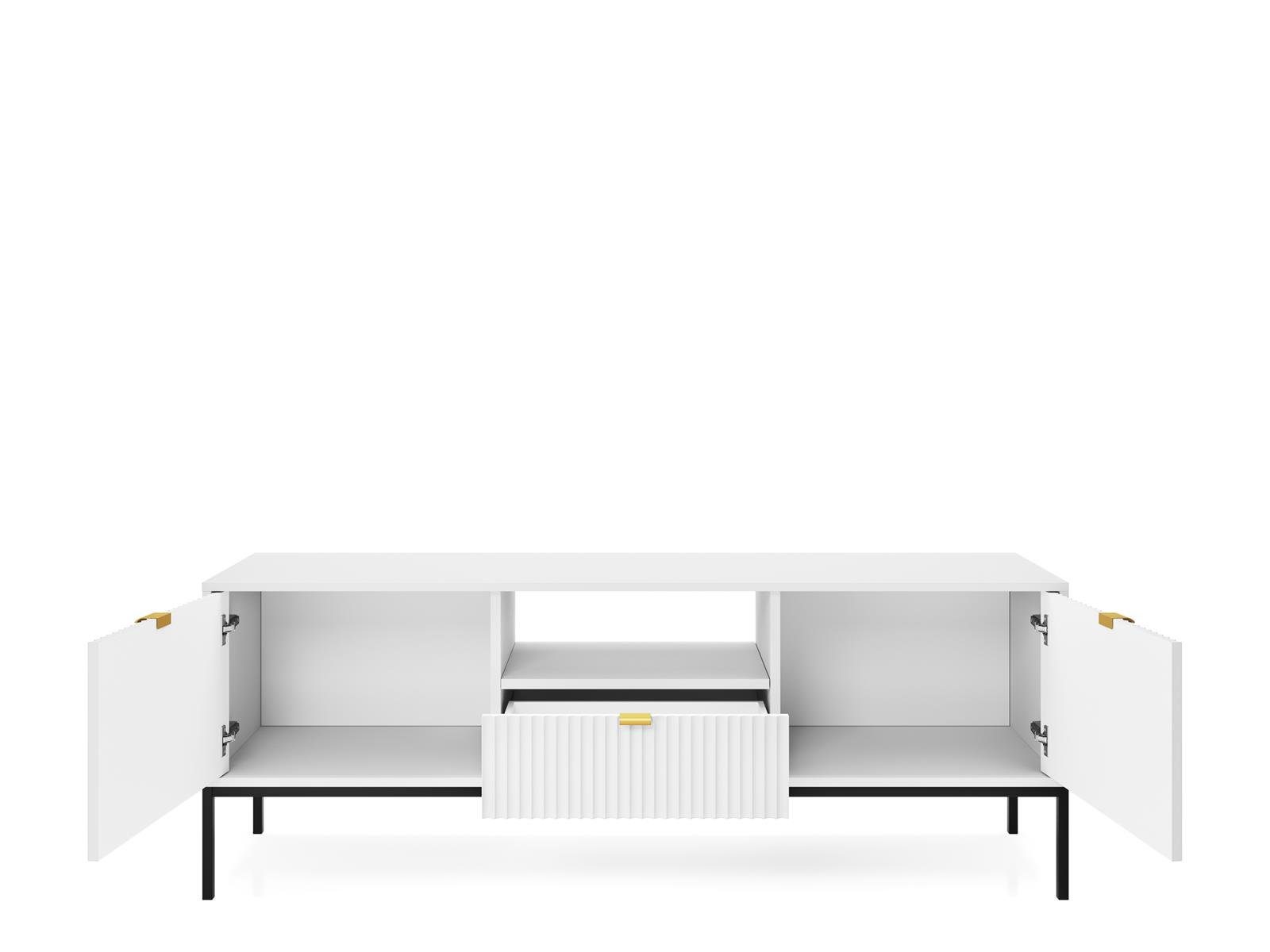 Schwarz Farbe) / (Metallgestell, Wohnzimmer, für Weiß im Beautysofa Stil Lowboard Grau TV-Schrank Novia modernes /
