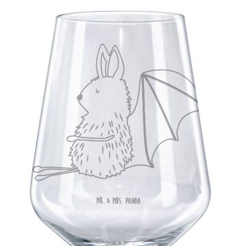 Mr. & Mrs. Panda Rotweinglas Fledermaus Sitzen - Transparent - Geschenk, Motivation, Rotwein Glas, Premium Glas, Unikat durch Gravur