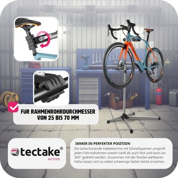 tectake Fahrrad-Montageständer Fahrradmontageständer mit Werkzeugablage und