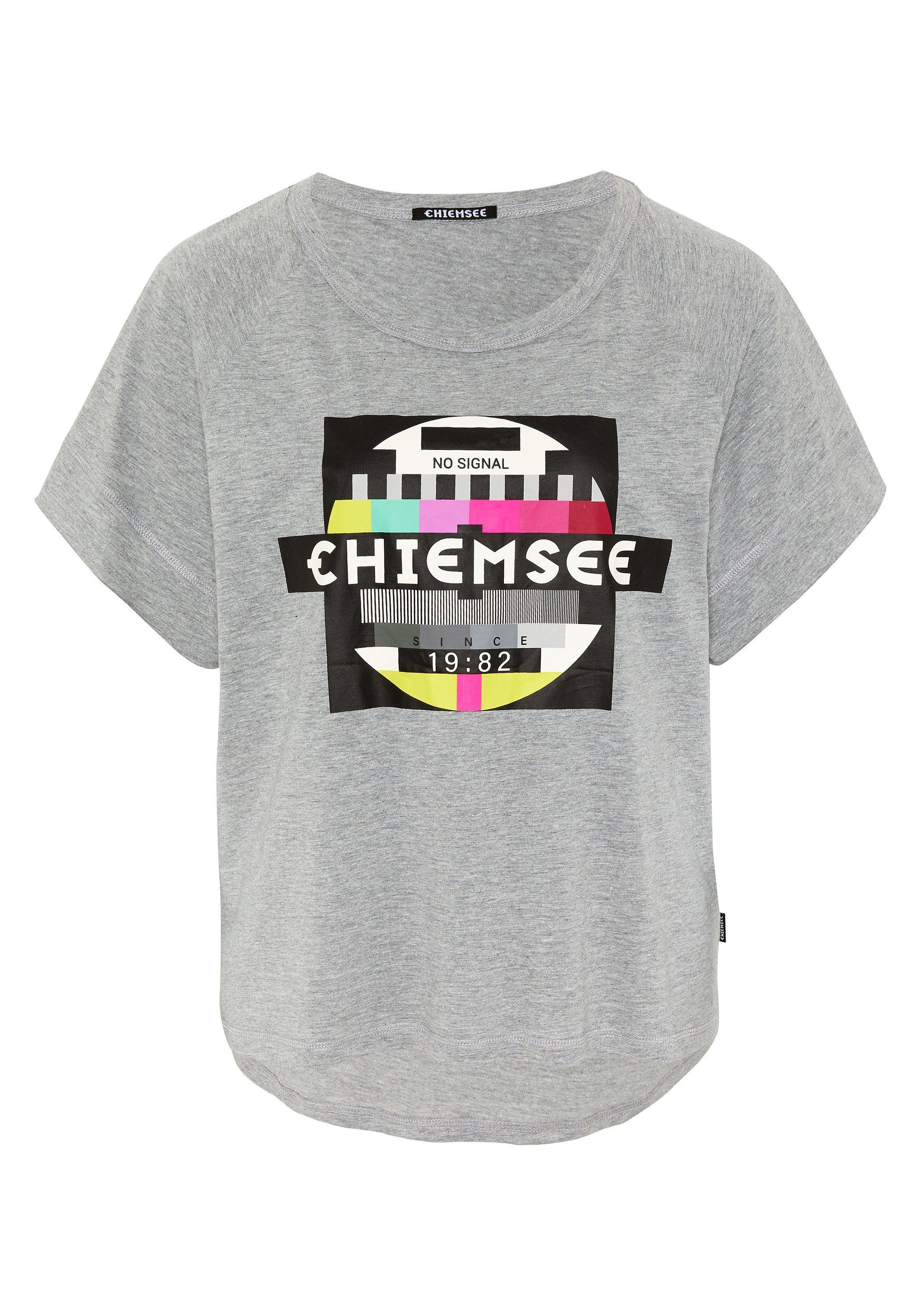 Chiemsee Print-Shirt Kastiges T-Shirt mit NO-SIGNAL-Print 1 Neutral Gray Melange
