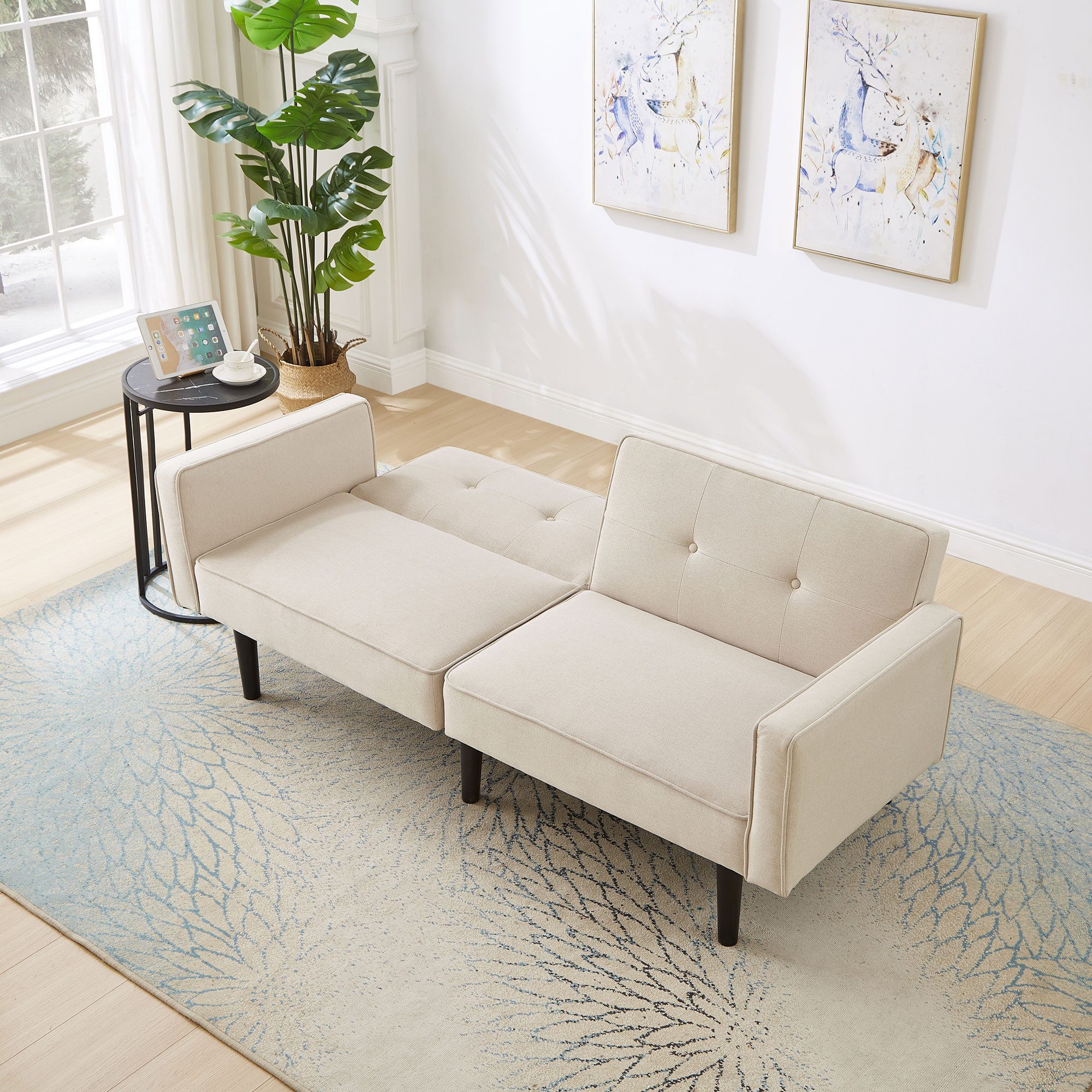 Merax Schlafsofa mit Liegefunktion, 2-in-1 Multifunktions-Sofabett günstig online kaufen