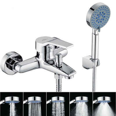 Auralum Brausegarnitur Badewannenarmatur Duscheset Wasserhahn Mischbatterie Handbrause Chrom