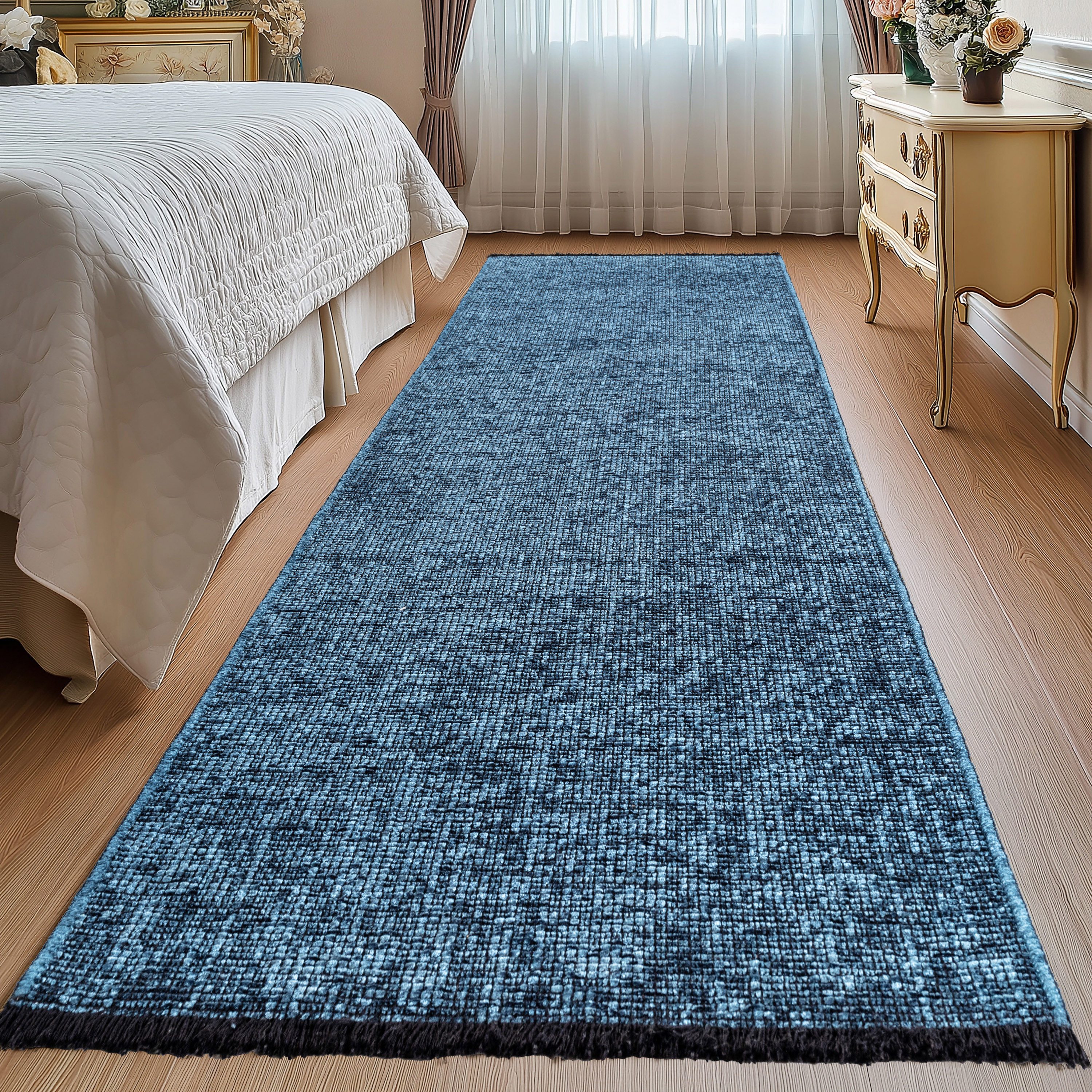 Teppium Teppich Unicolor - Einfarbig, Läufer, Höhe: 7 mm, Baumwolle Teppich Anti-Rutsch Waschbar Flachgewebe