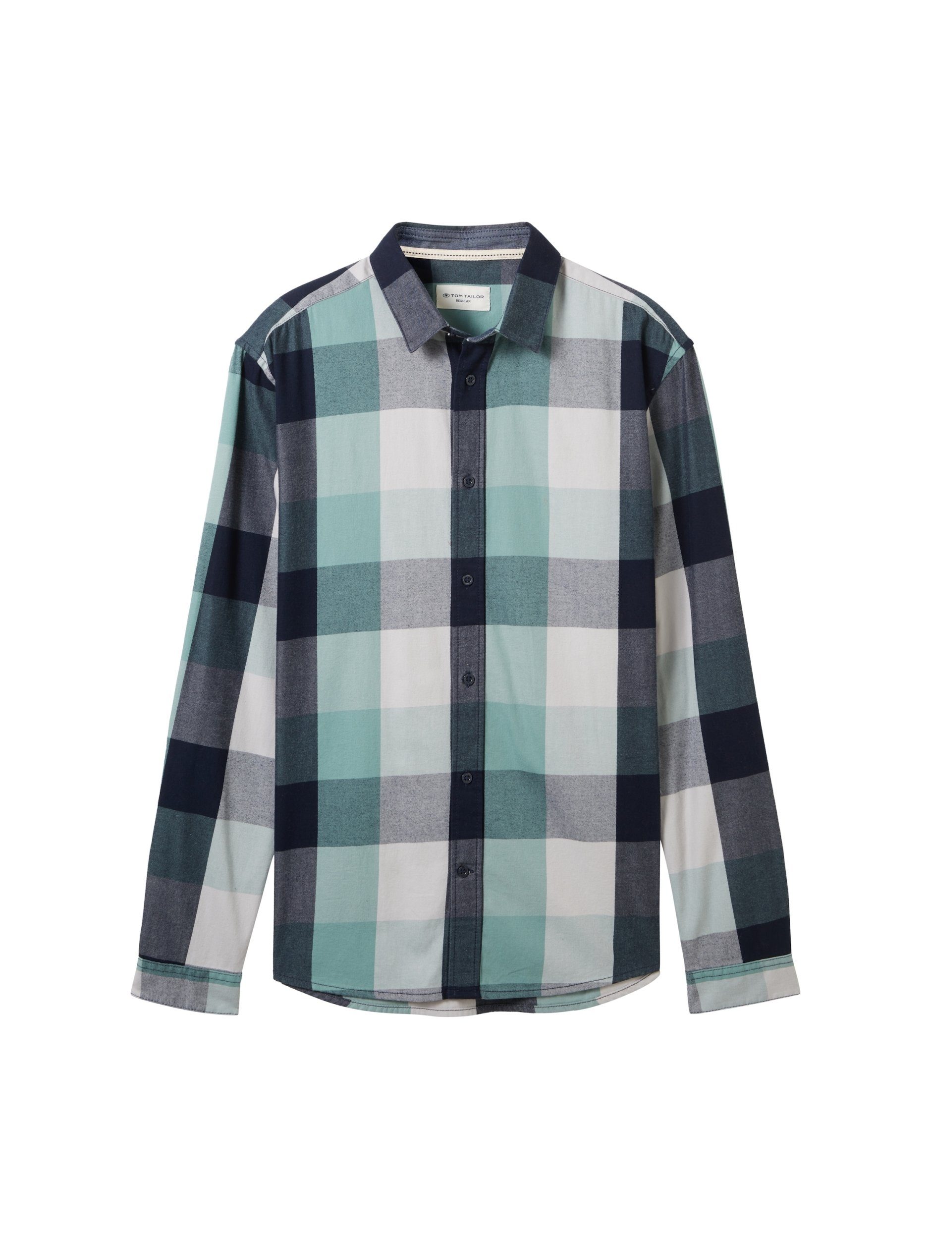 TOM TAILOR Kurzarmshirt checked shirt salvia green navy big check