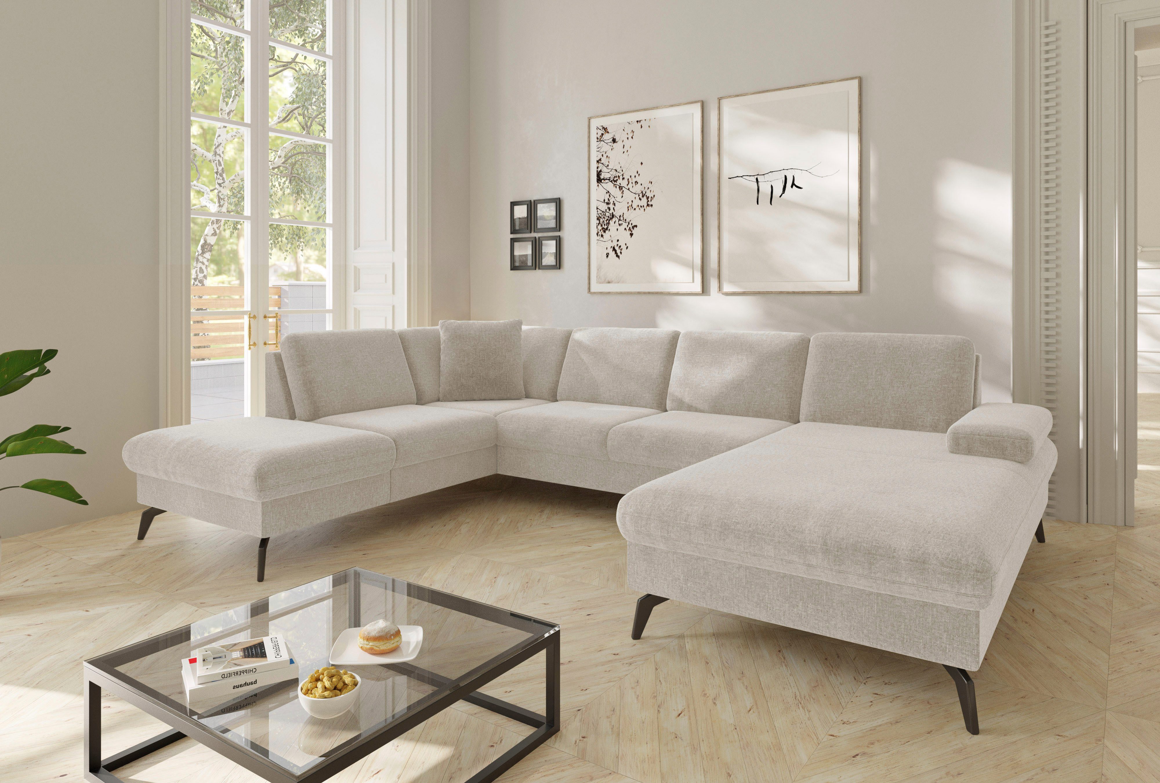 sit&more Wohnlandschaft Morris Jubi U-Form, B: 300 cm, mit Armteilfunktion & 1 Zierkissen, optional Bettfunktion