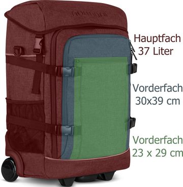 normani Reisetasche Rucksack mit Trolleyfunktion 37 L und Regenüberzug, Reisetasche 3-in-1 in Handgepäckgröße