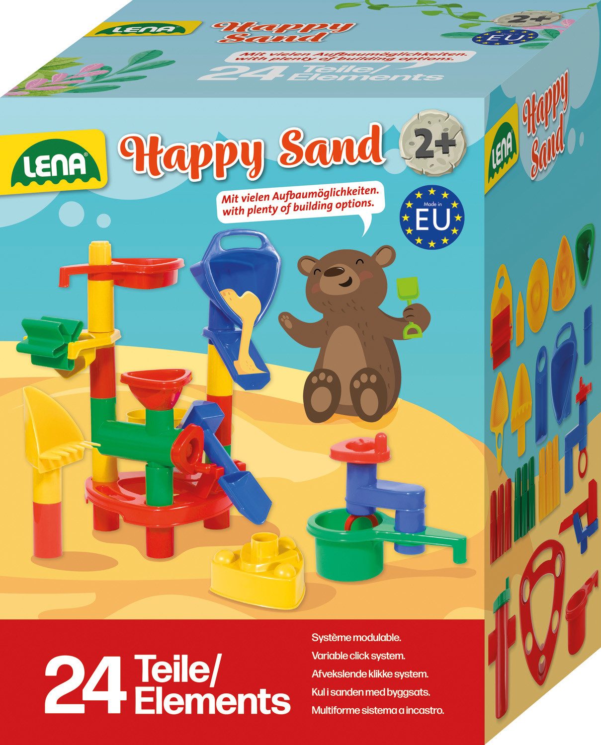 Lena® Sandform-Set Happy Sand 24-teilig, Faltschachtel, Made in Europe