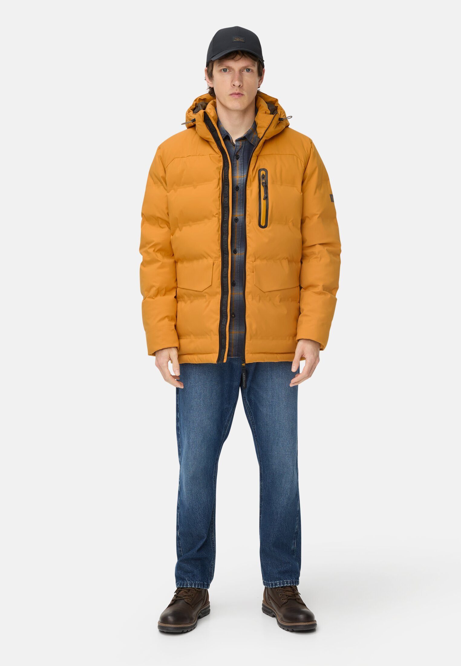 camel active Funktionsjacke mit verstellbarem Saum und Kapuze Langarm Kapuze Markenlabel