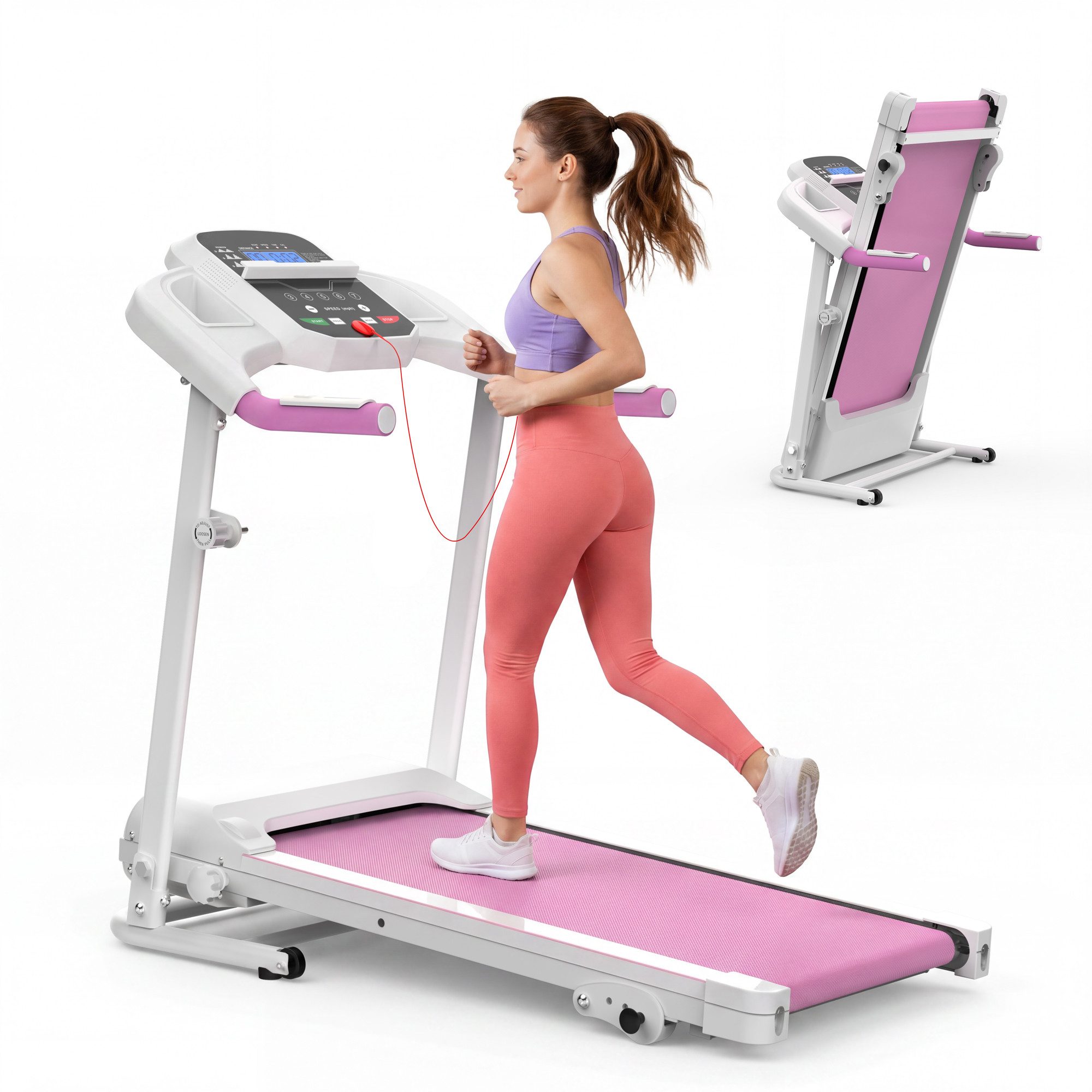 kowdom Laufband Kompakt Laufband mit Steigung, 2,5 HP, 120 kg, klappbar, Handgriffe (Manuelle Steigungseinstellung, Einfacher Aufbau; Vormontiert geliefert), Klappbar; Mit Steigung; Leise; Platzsparend; Mit Handgriffen