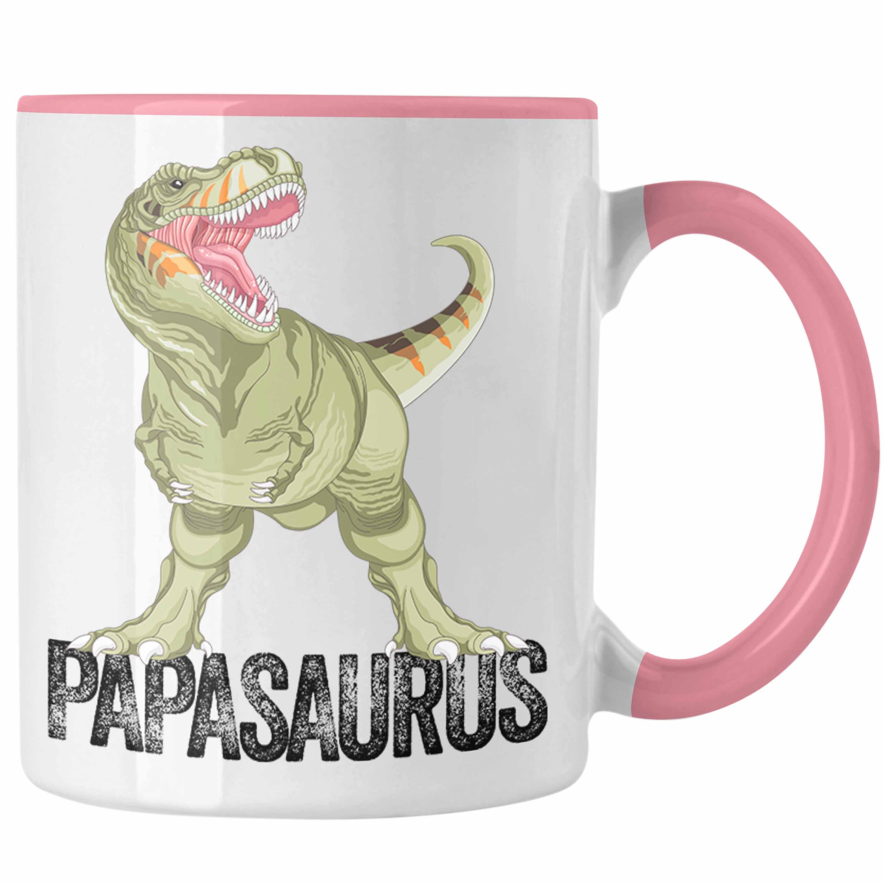 Trendation Tasse Papasaurus Tasse Geschenk für Vater Papa Vatertag Lustiges Geschenk Di Rosa