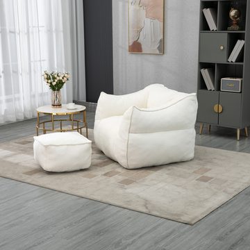 MODFU Sitzsack Lazy Sofa, Schaukelstuhl mit hoher Rückenlehne, mit Fußhocker (Couchsessel für Erwachsene und Kinder, für drinnen und draußen)