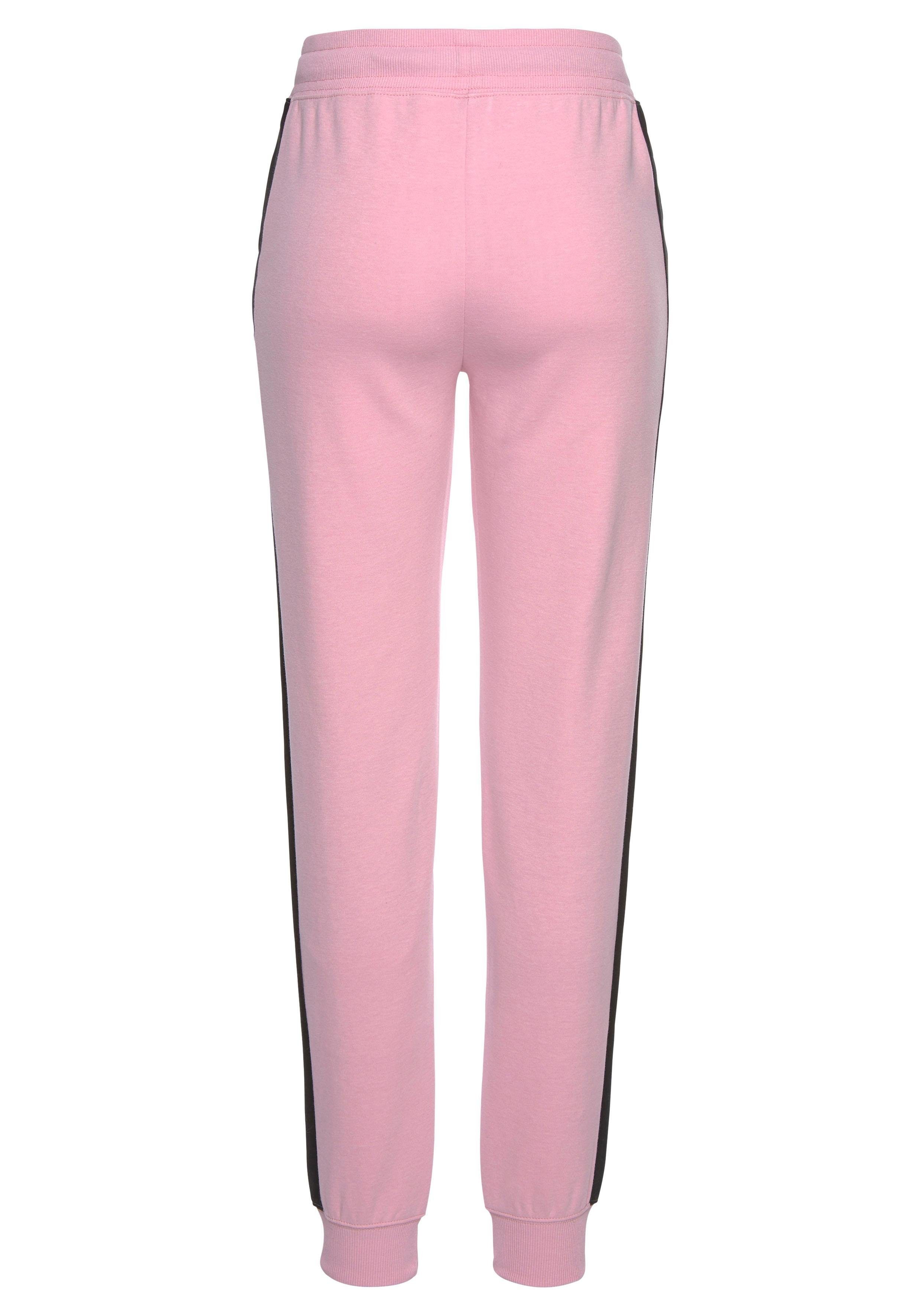 Bench. Loungewear Sweathose mit Seitenstreifen Loungeanzug rosa-schwarz Bein, und schmalem