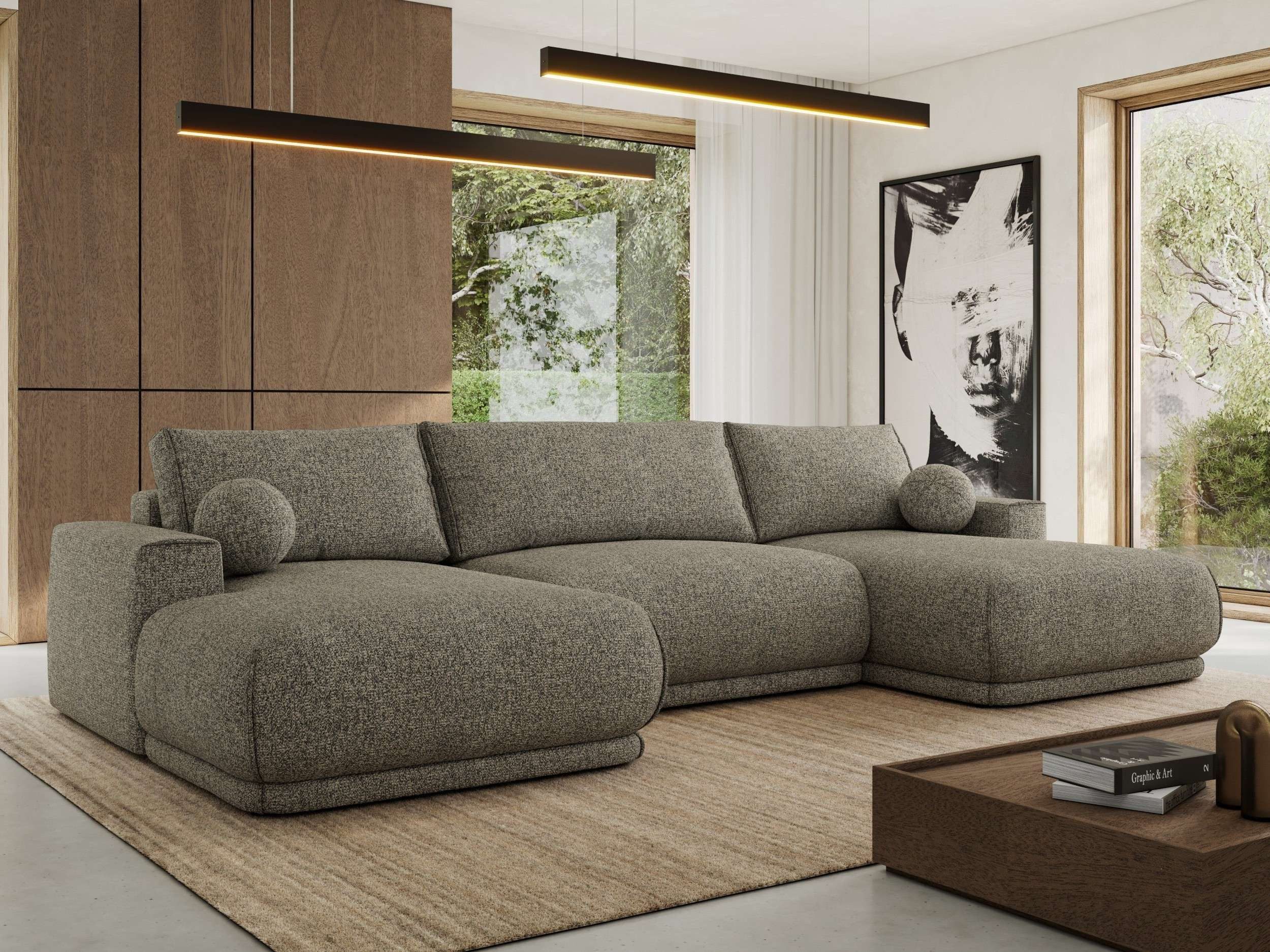 MKS MÖBEL Ecksofa RINA U, Set, Sofa mit Schlaffunktion und Bettkasten, DL-Automat, HR-Schaum, Wellenfederung, Schlaffunktion, Bettkasten